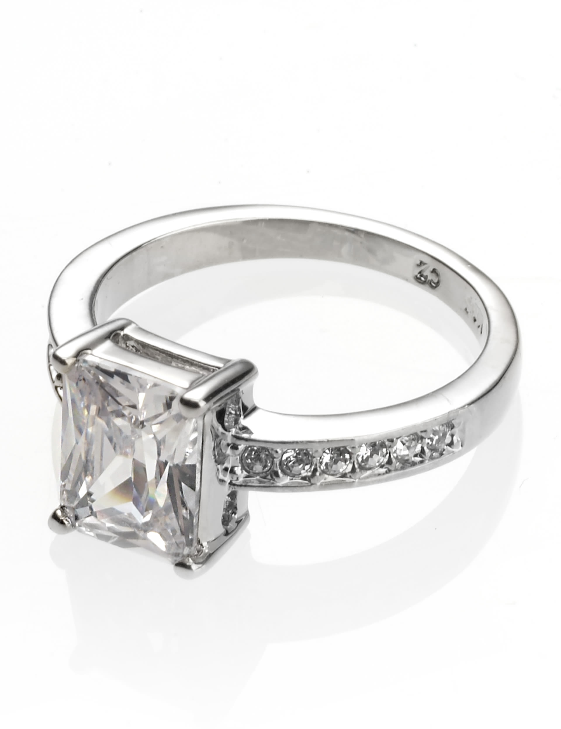 Platinum Plated Diamanté Baguette Ring Image 1 of 1