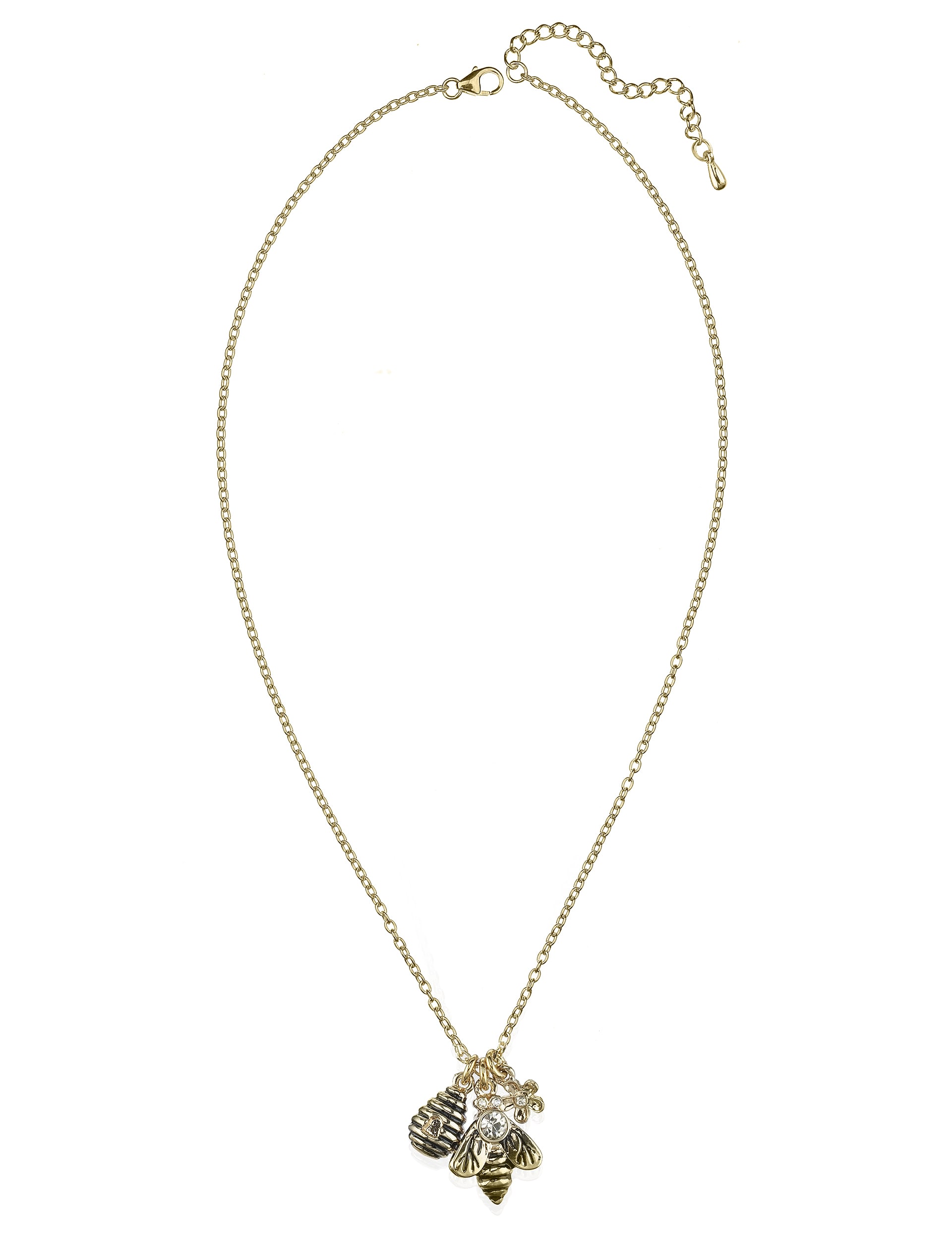 Diamanté Bee Pendant Drop Necklace Image 1 of 2