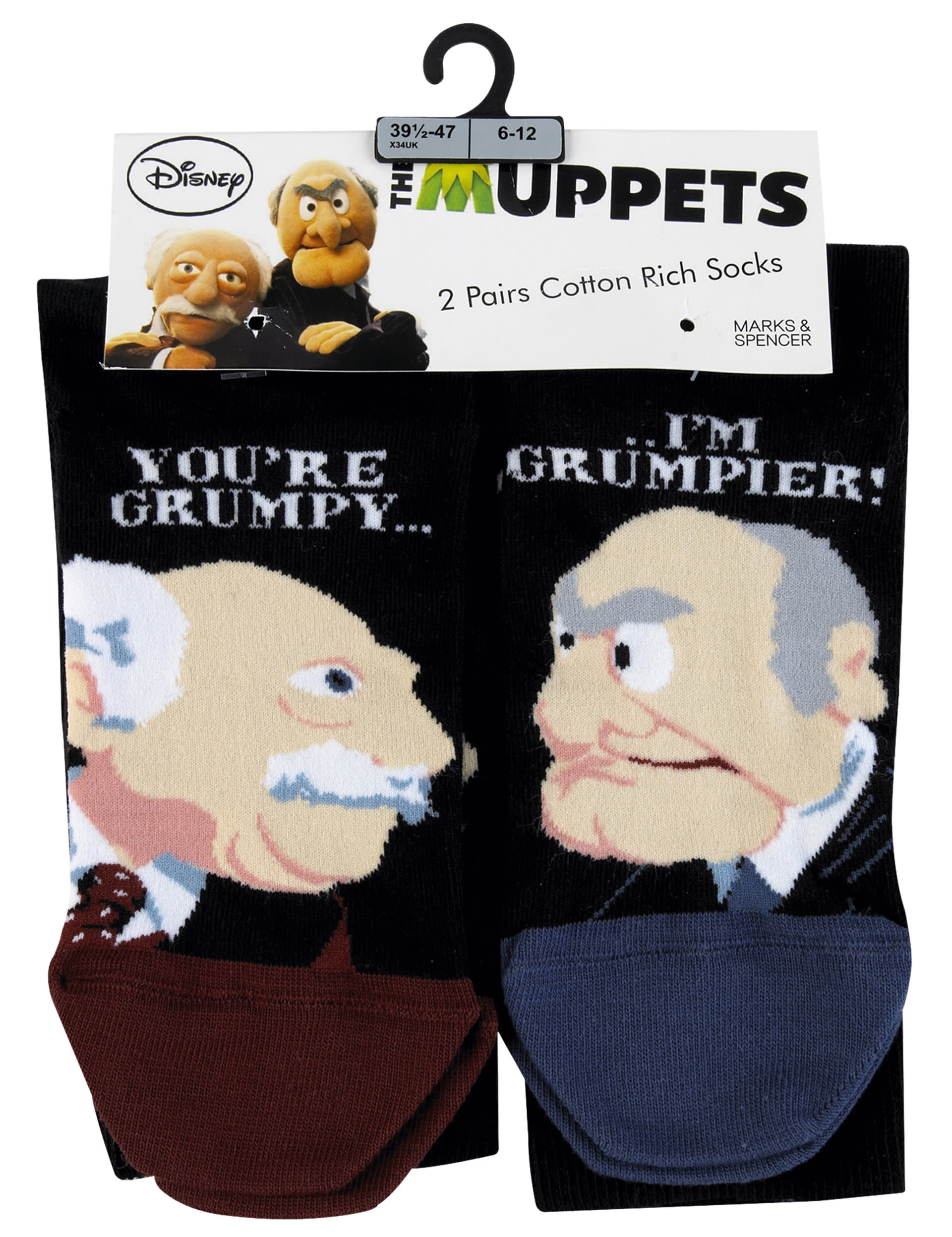 2 Pairs of Cotton Rich Grumpy & Grumpier Socks Image 1 of 2