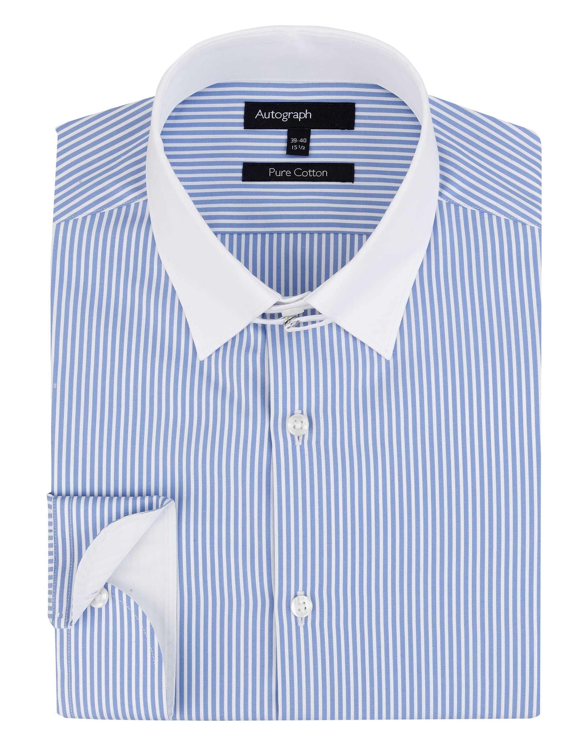 Pure Cotton Tab Collar Striped Shirt Image 1 of 1