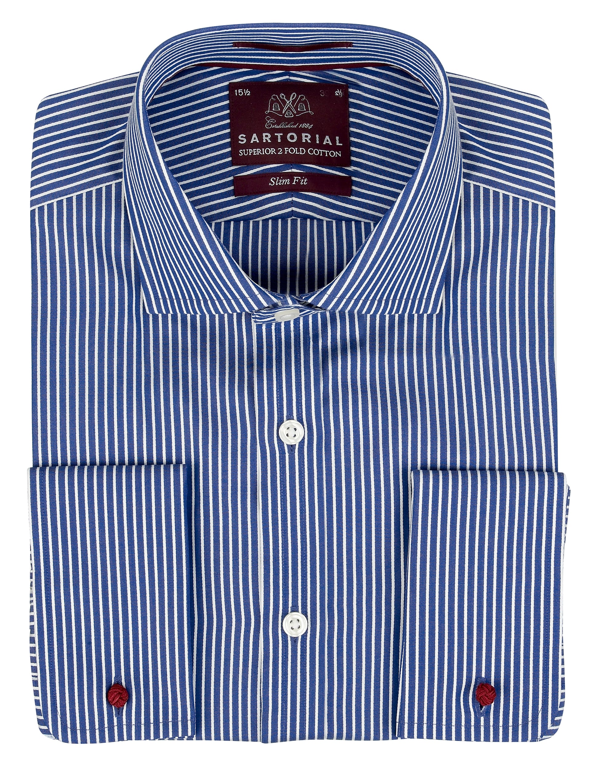 Luxury Sartorial Pure Cotton Slim Fit Striped Shirt Image 1 of 1
