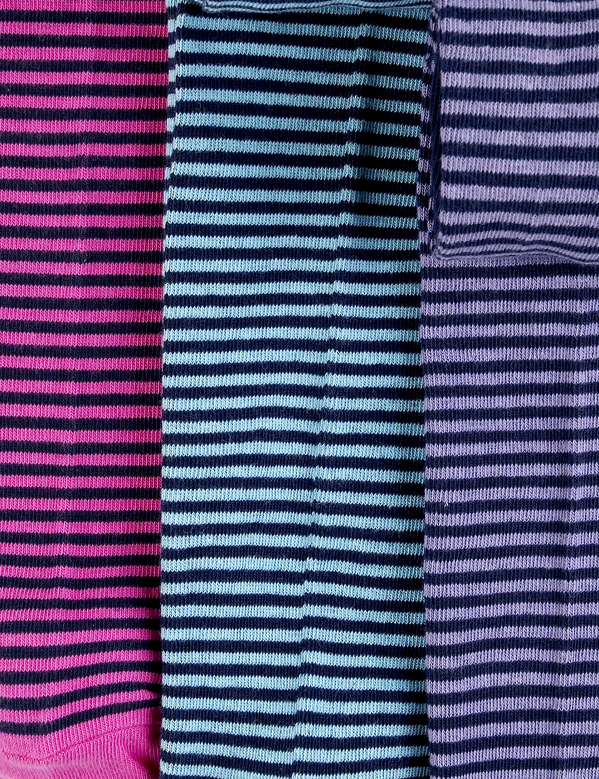 3 Pairs of Cotton Rich Tonal Striped Tights Image 1 of 2