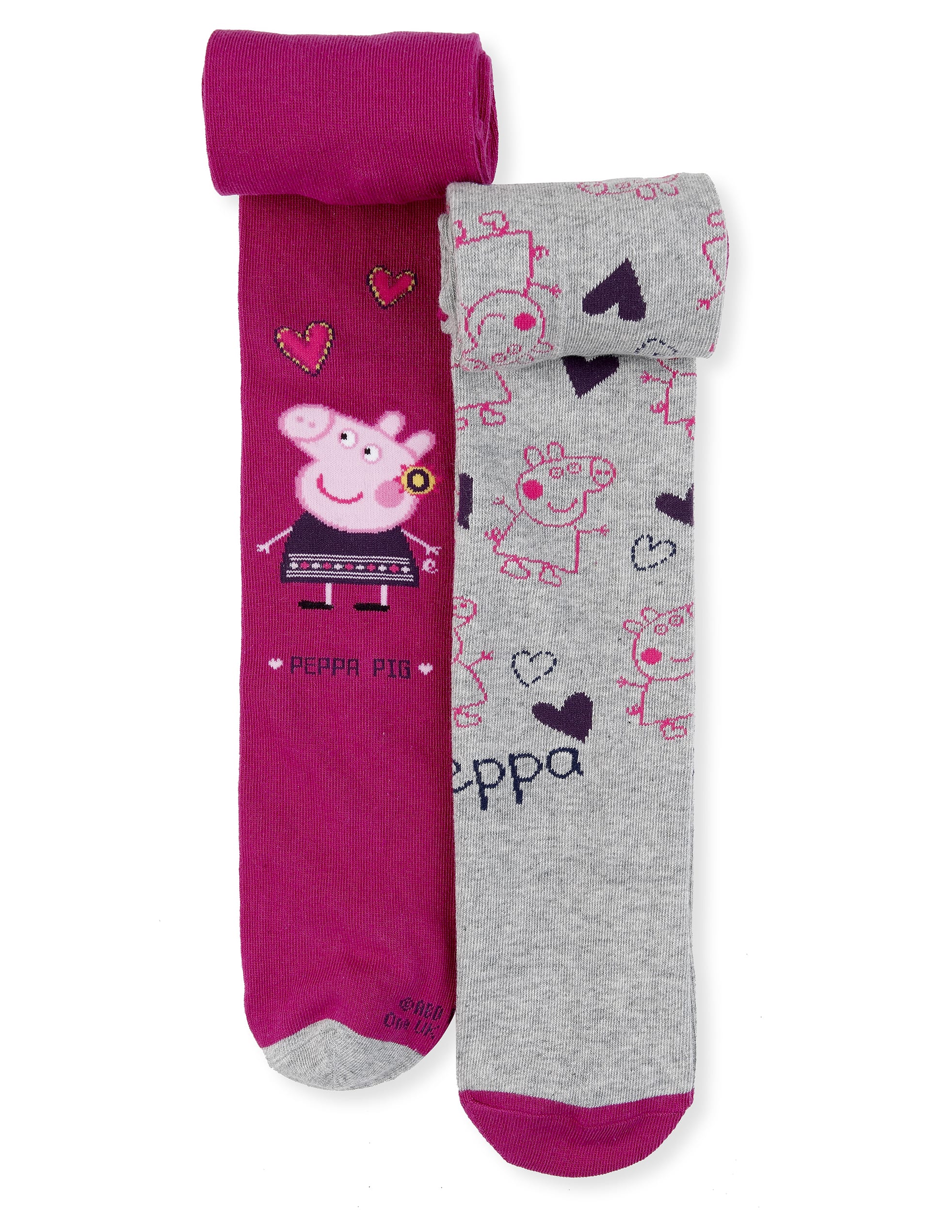 2 Pairs of Cotton Rich Peppa Pig Tights Image 1 of 2