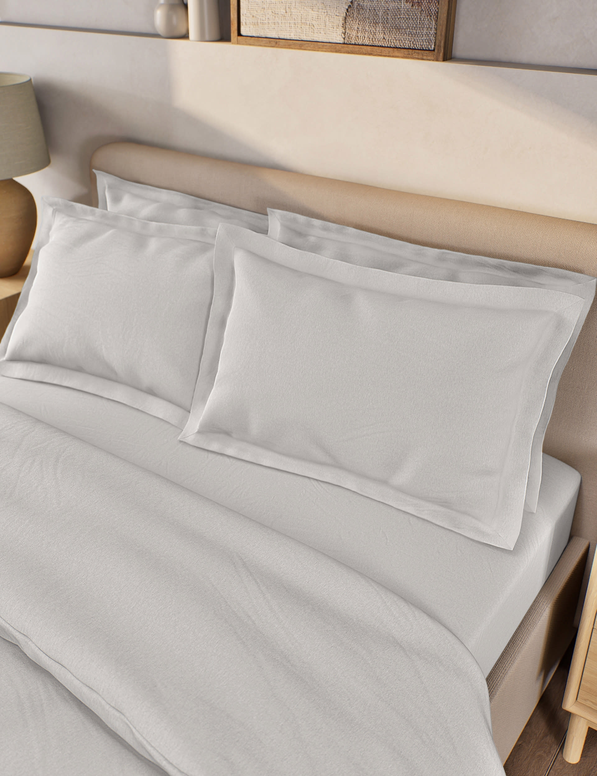 2pk Pure Brushed Cotton Oxford Pillowcases