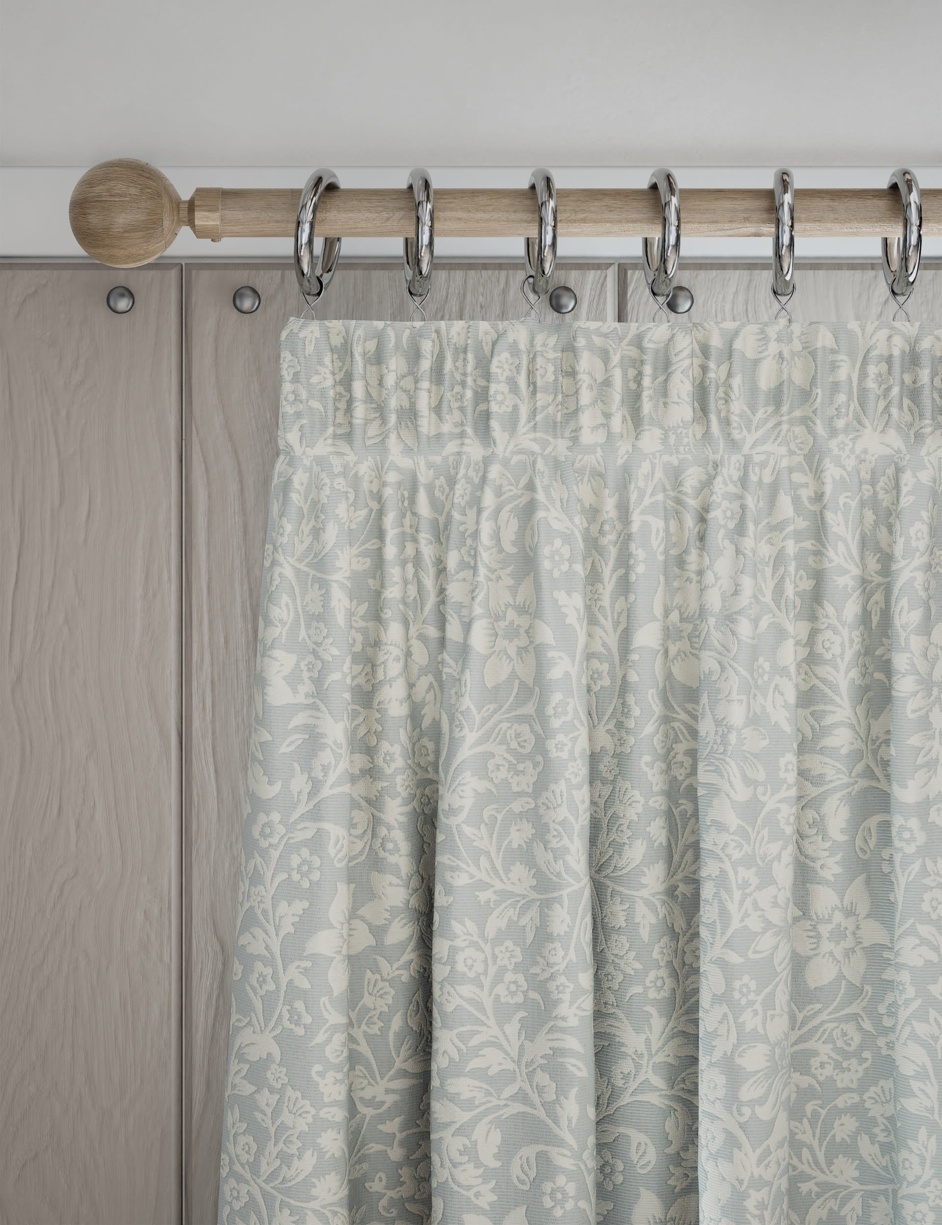 Leaf Jacquard Pencil Pleat Curtains