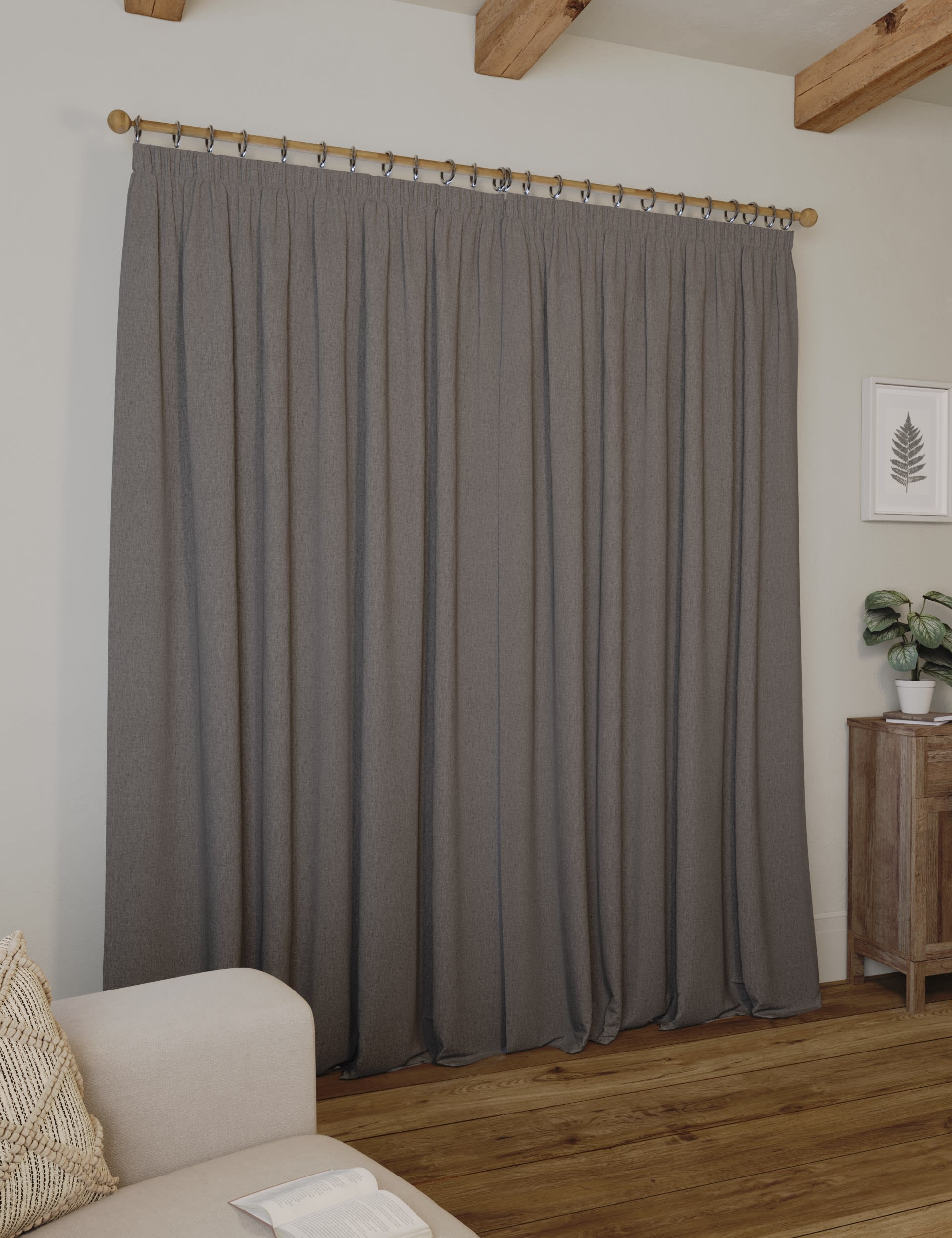 Brushed Pencil Pleat Blackout Temperature Smart Curtains