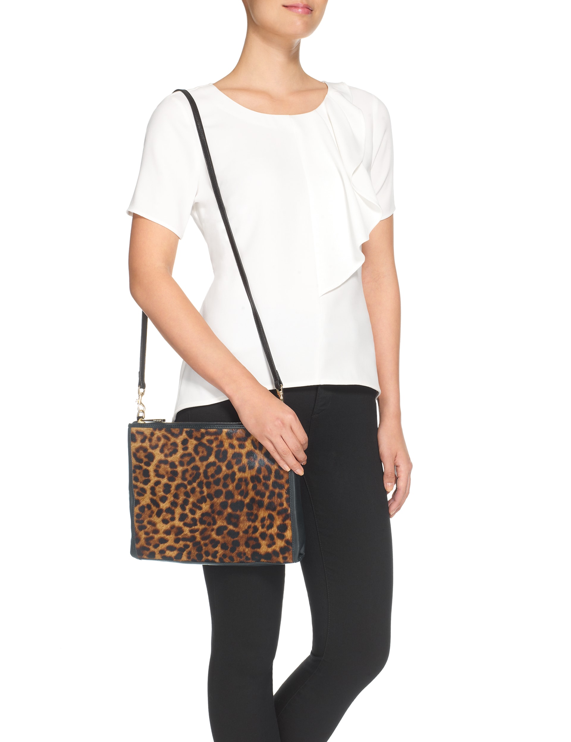 Leather Animal Print Clutch Bag Image 2 of 5