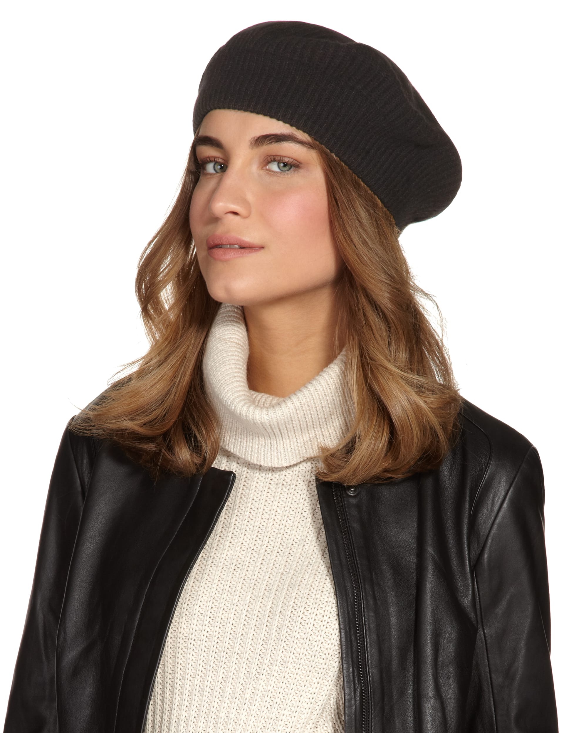 Pure Cashmere Ribbed Beret Image 1 of 2