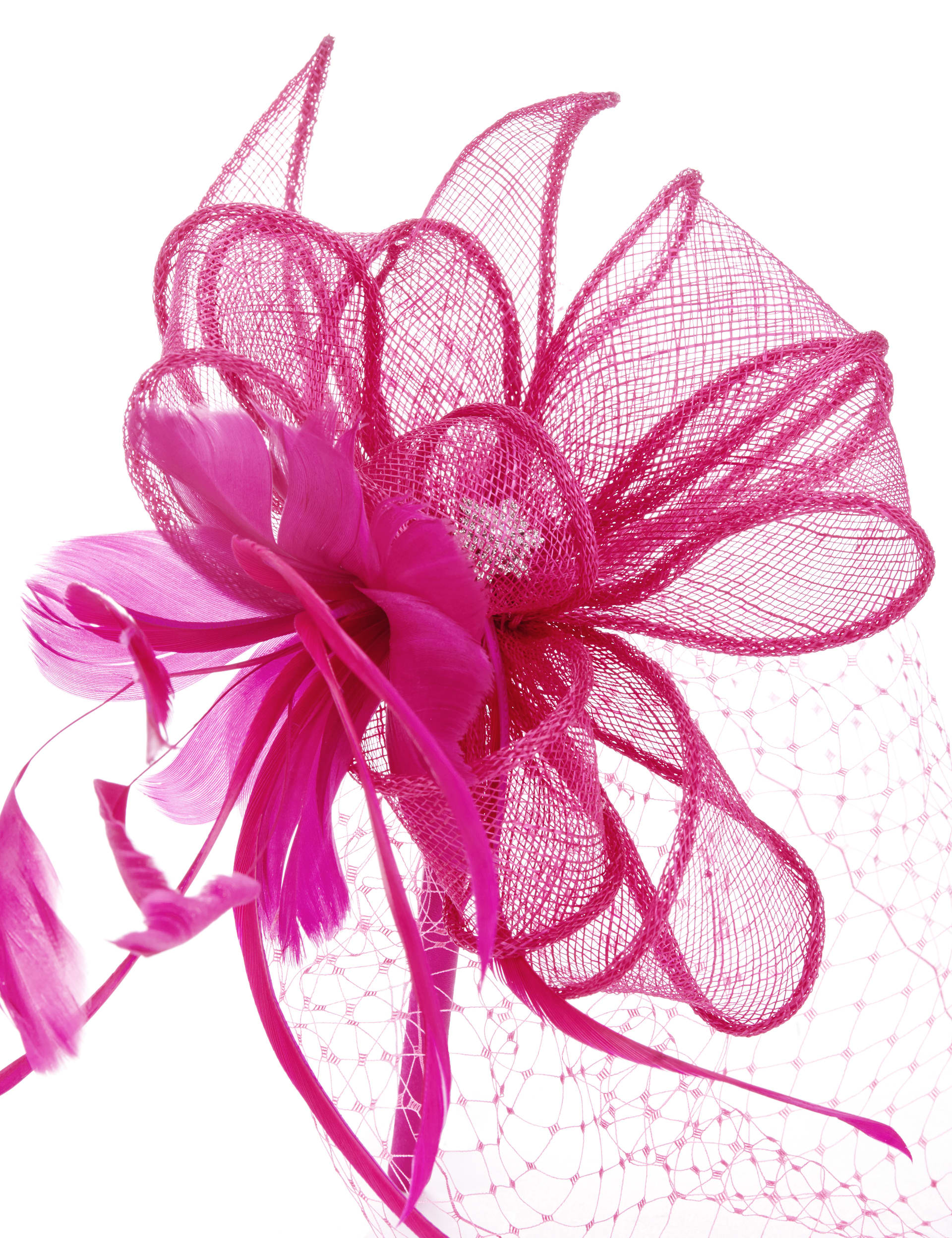 Diamanté Feather & Net Fascinator Image 2 of 4