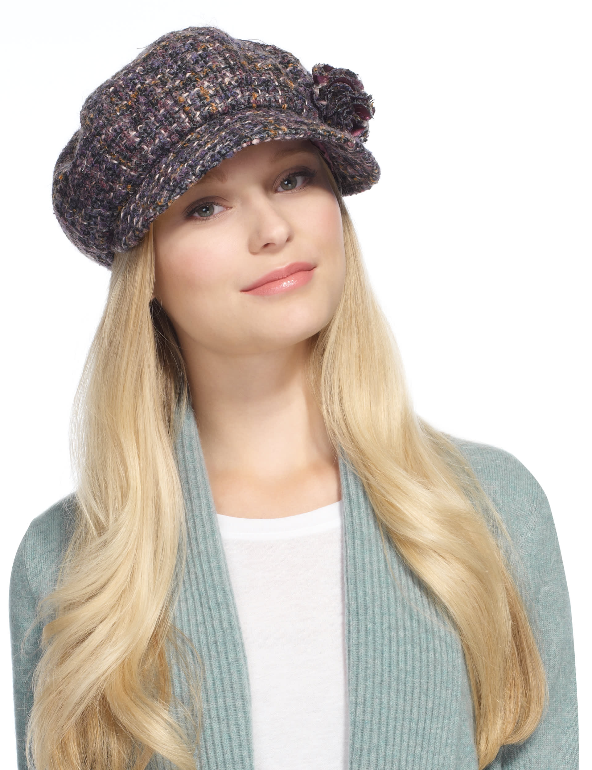 Floral Corsage Baker Boy Hat with Wool Image 1 of 2