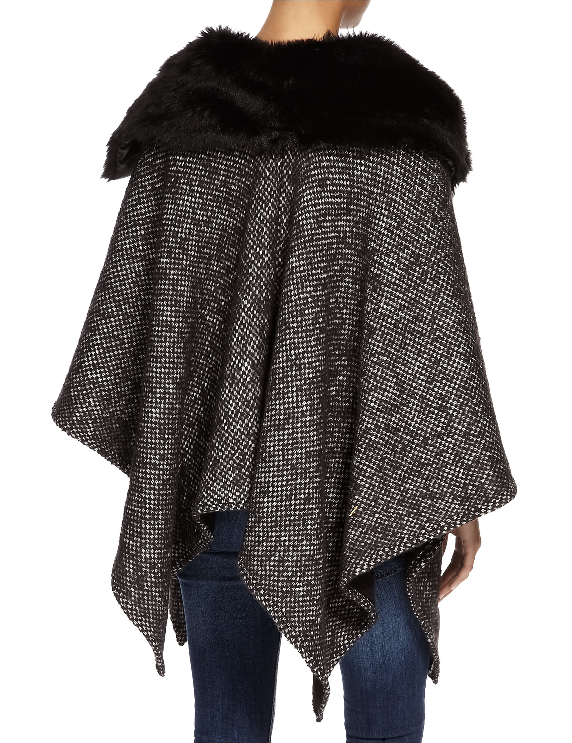 Faux Fur Collar Knitted Wrap Image 2 of 3