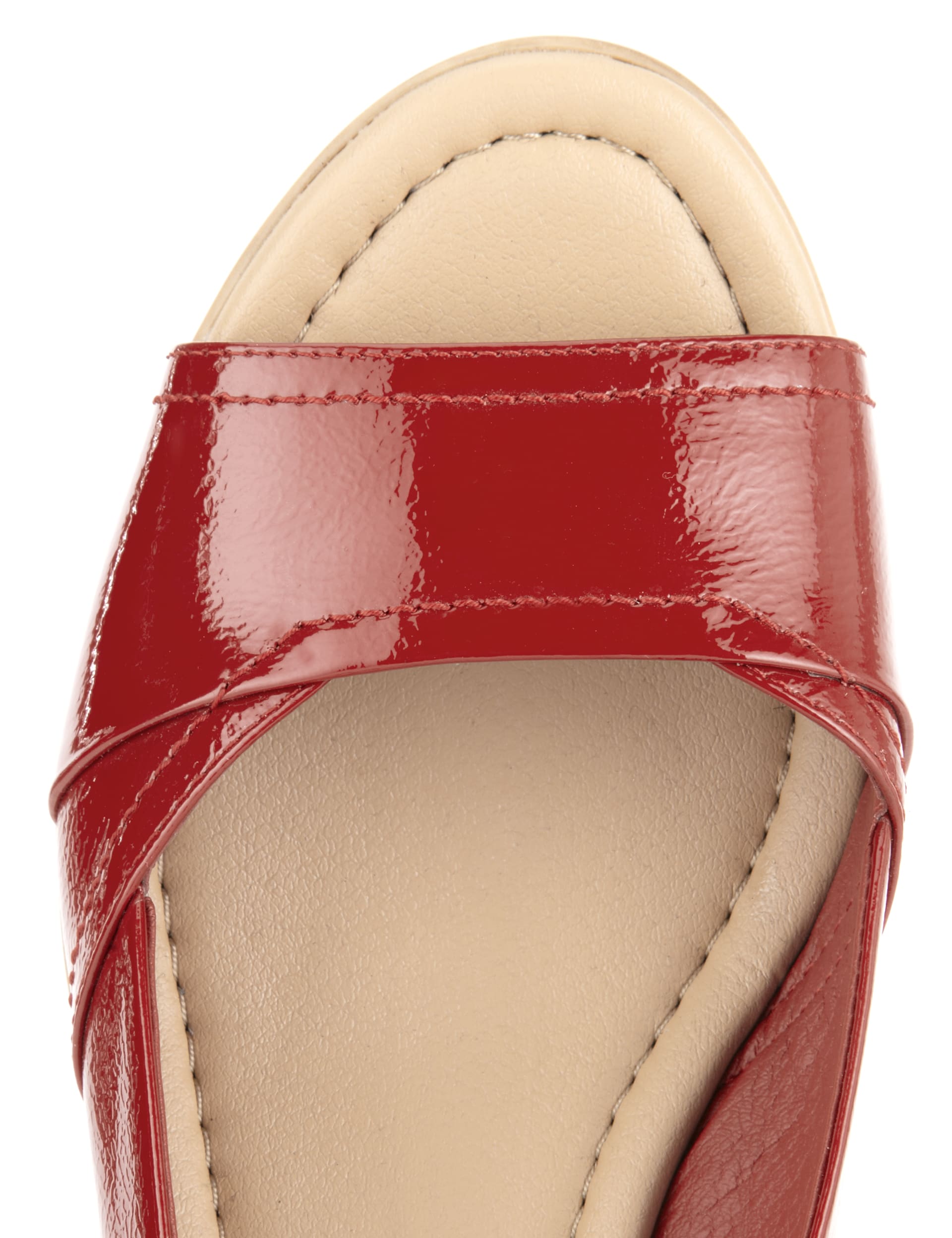 Leather Peep Toe Wedge Slingback Sandals Image 2 of 4
