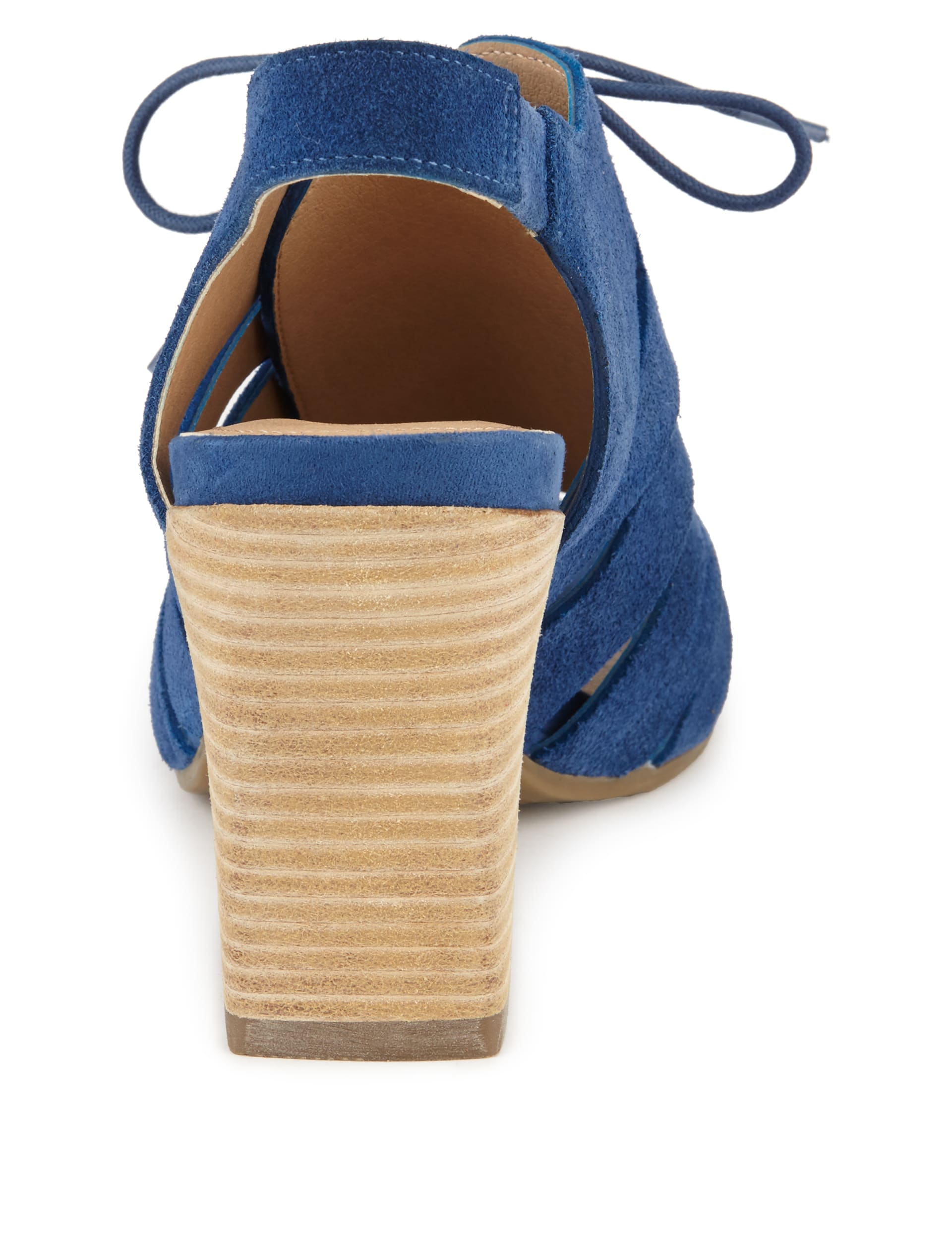 Suede Cut-Out Peep Lace Up Heeled Sandals with Insolia® Image 2 of 4