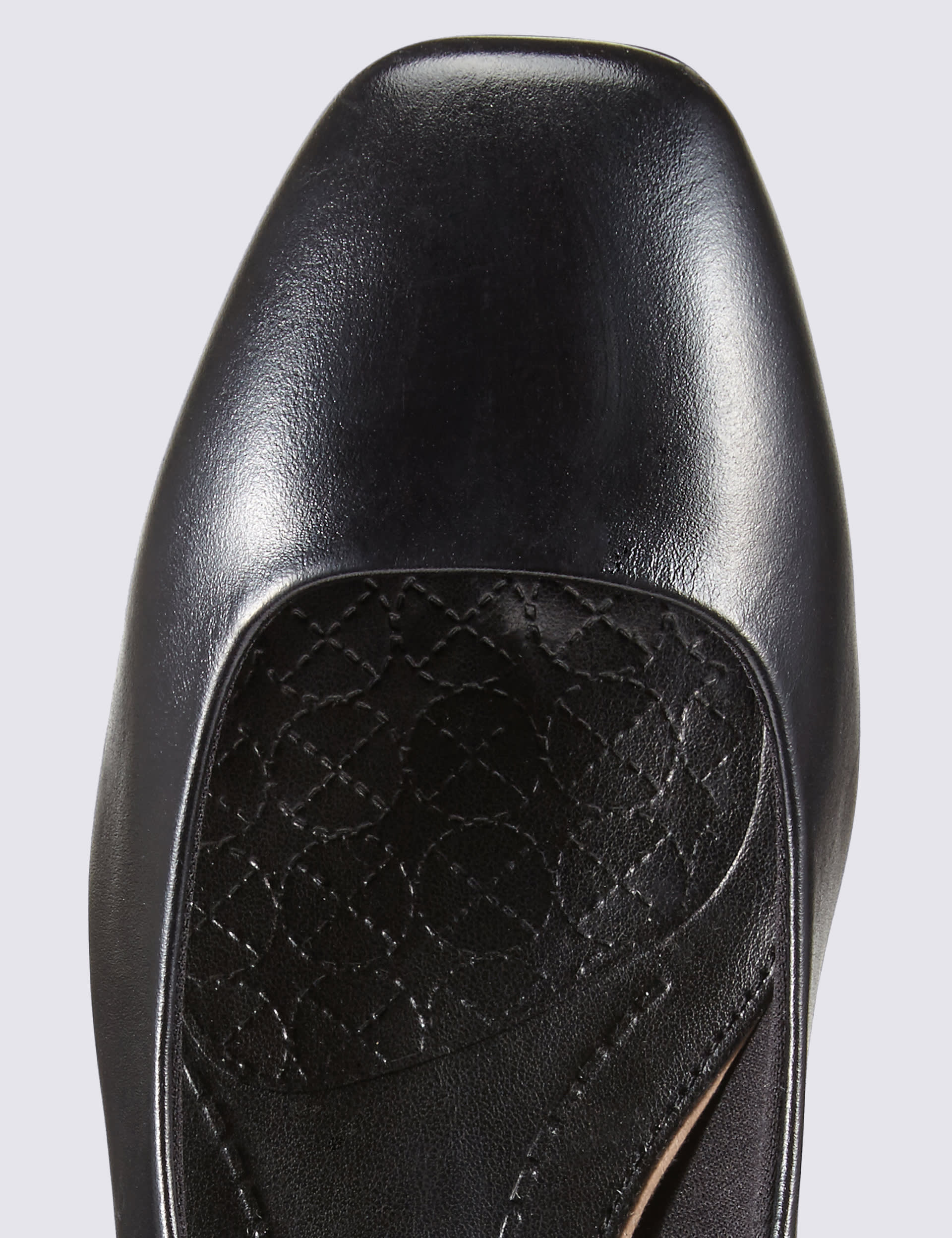 Leather Square Toe Block Heeled Court Shoes with Insolia® Image 2 of 4