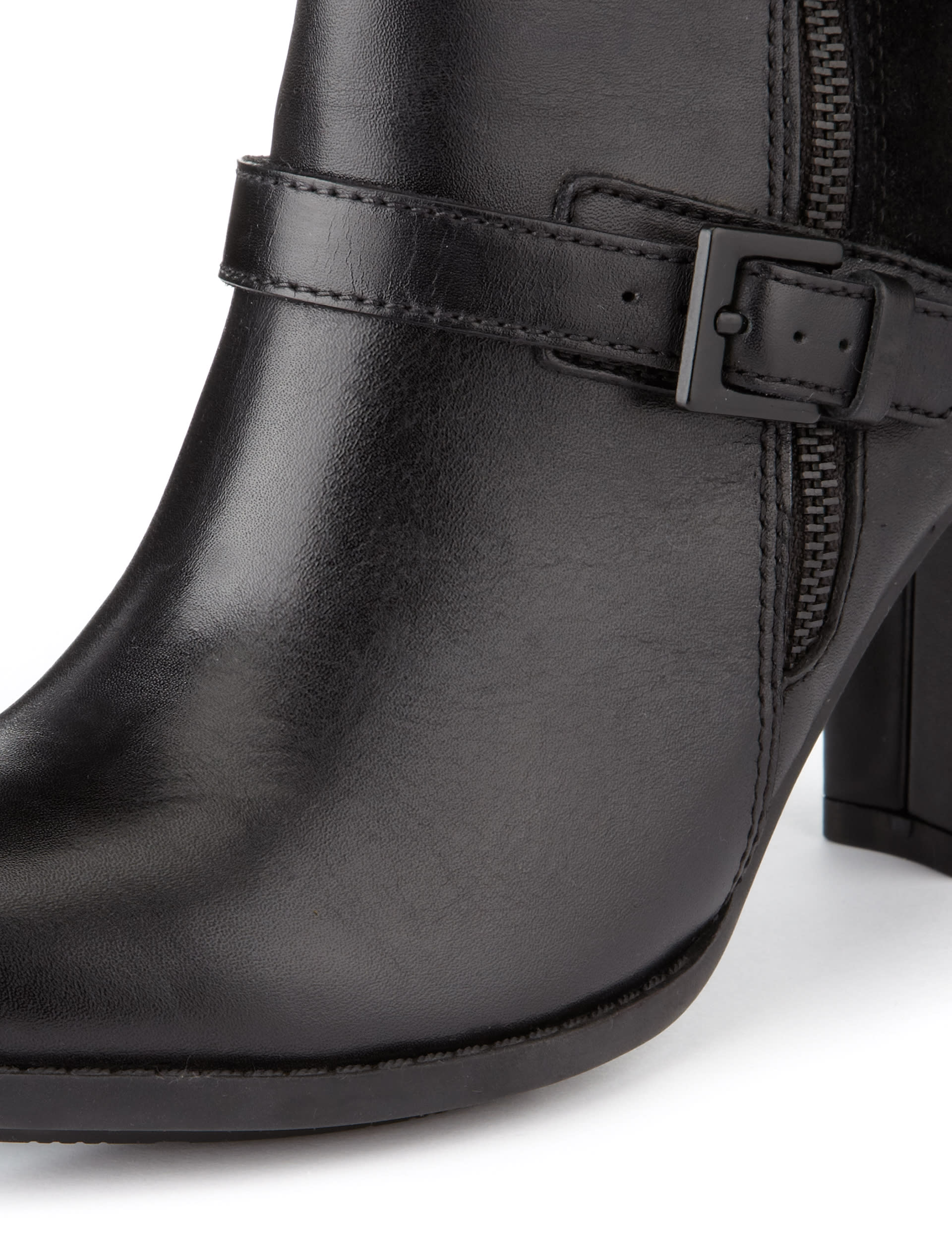 Leather Wide Fit Zipped & Buckle Boots Image 2 of 5