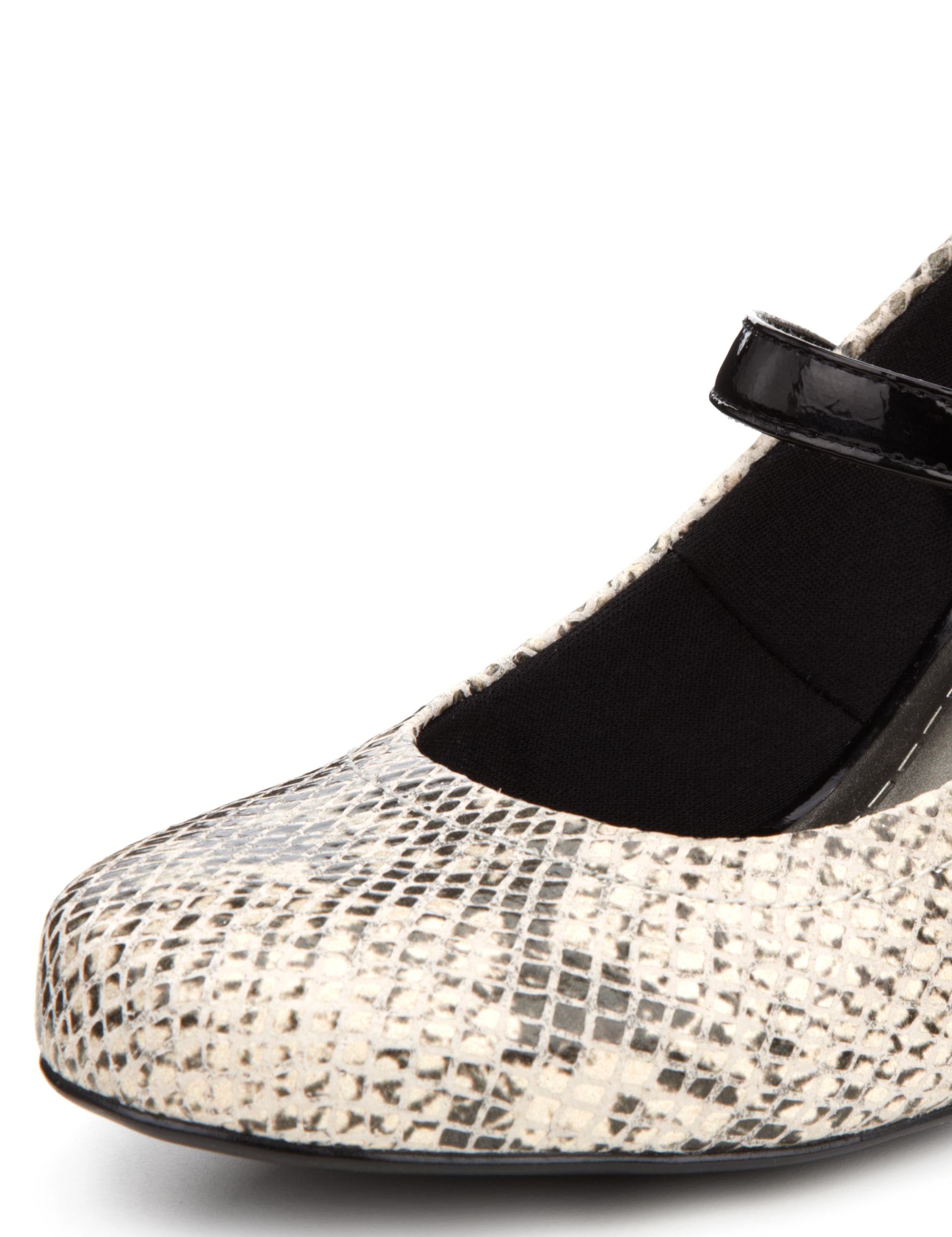 Leather Faux Snakeskin Print Dolly Court Shoes with Insolia® Image 2 of 3