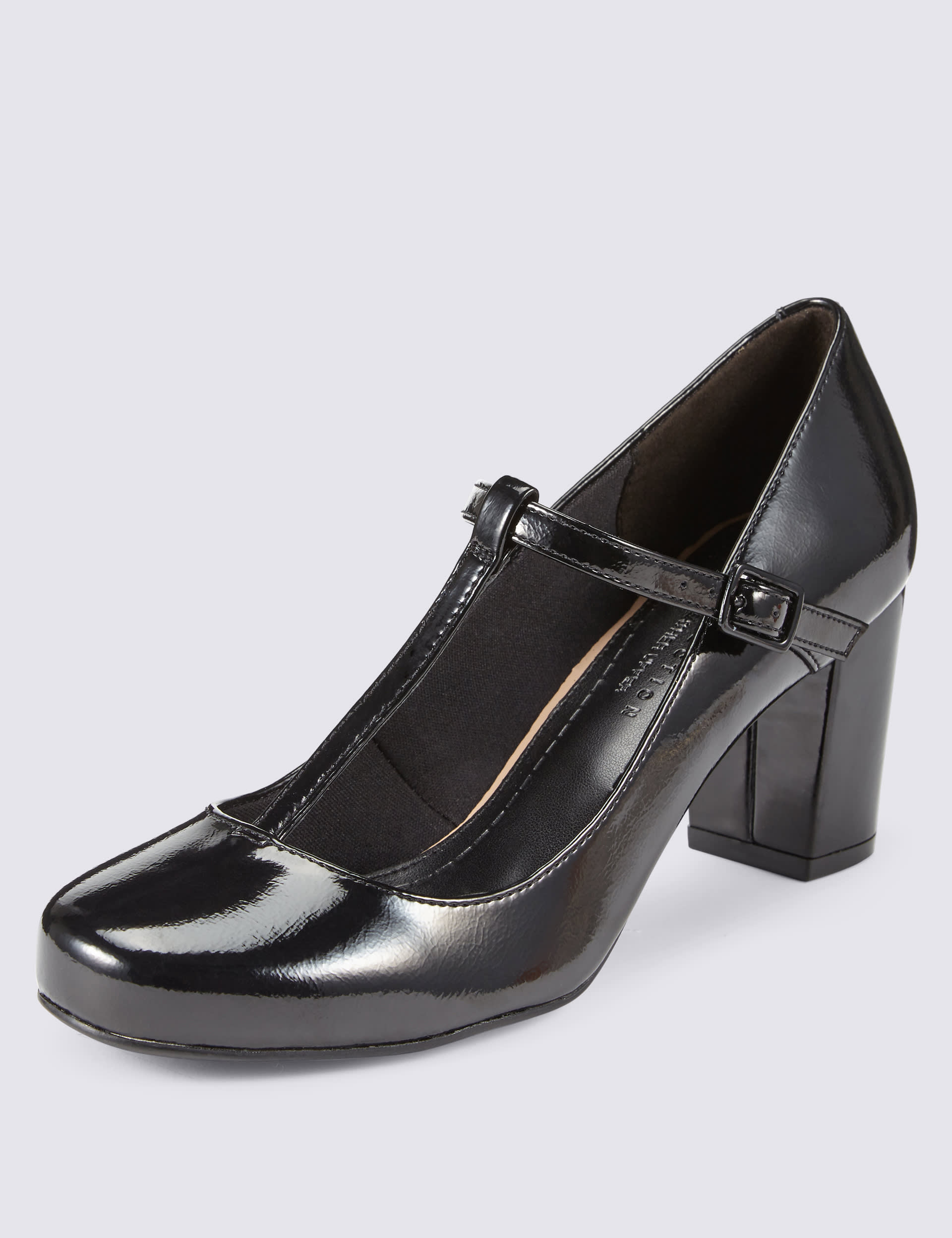 T bar block heel shoes store