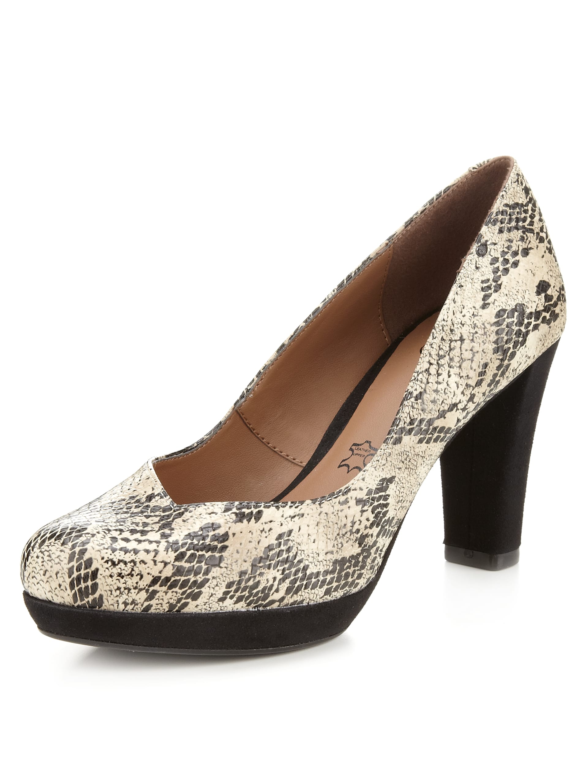 Leather Faux Snakeskin Print Court Shoes Footglove M S