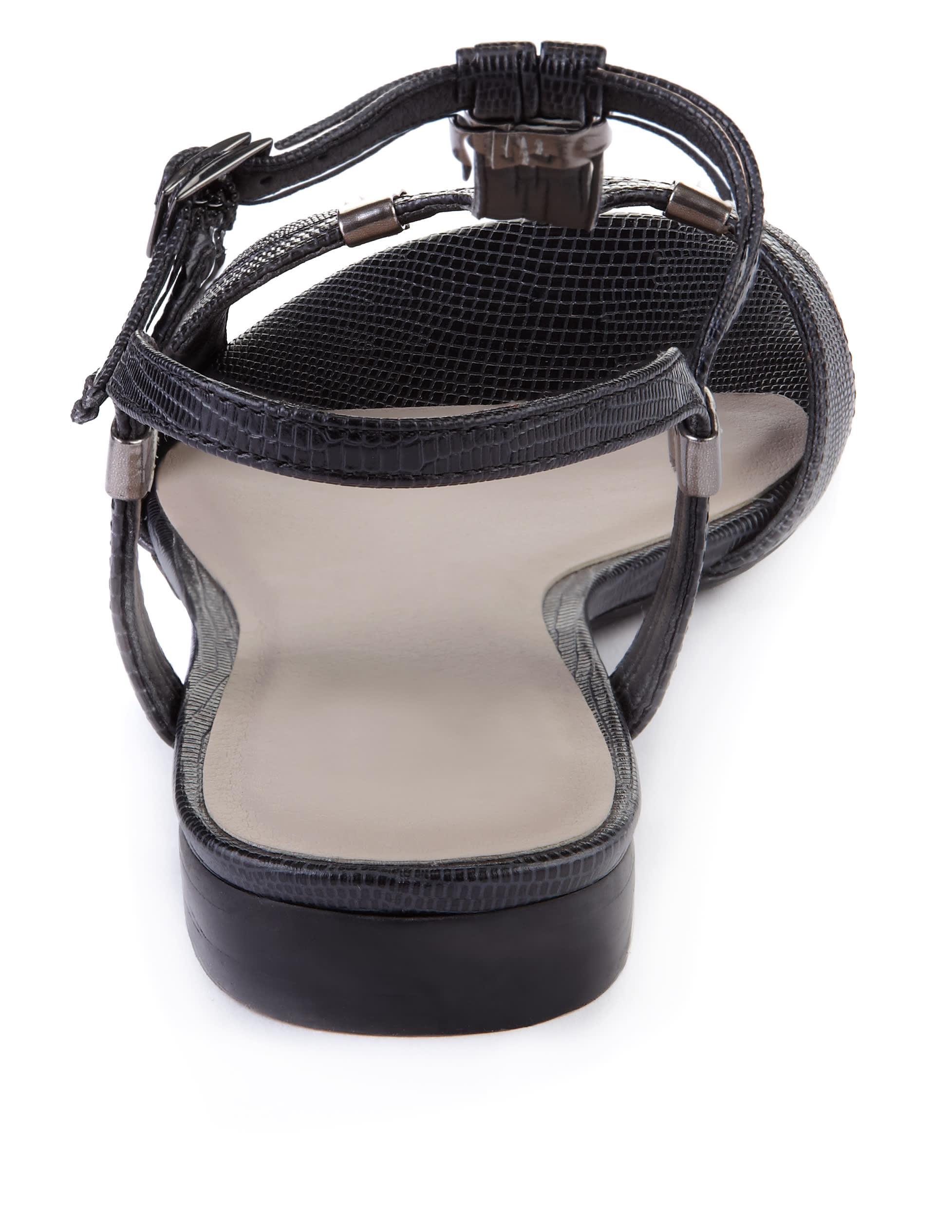Leather Metal Trim T-Bar Sandals Image 2 of 4