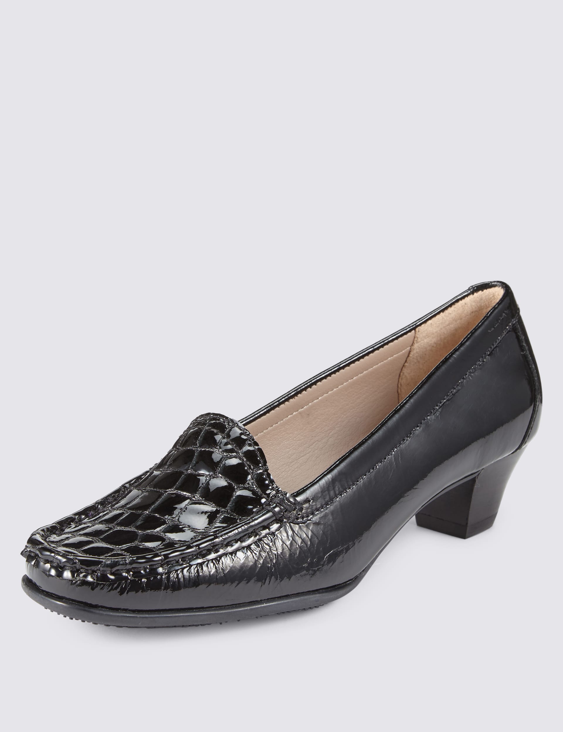 Leather Slip On Heeled Loafers Footglove M S