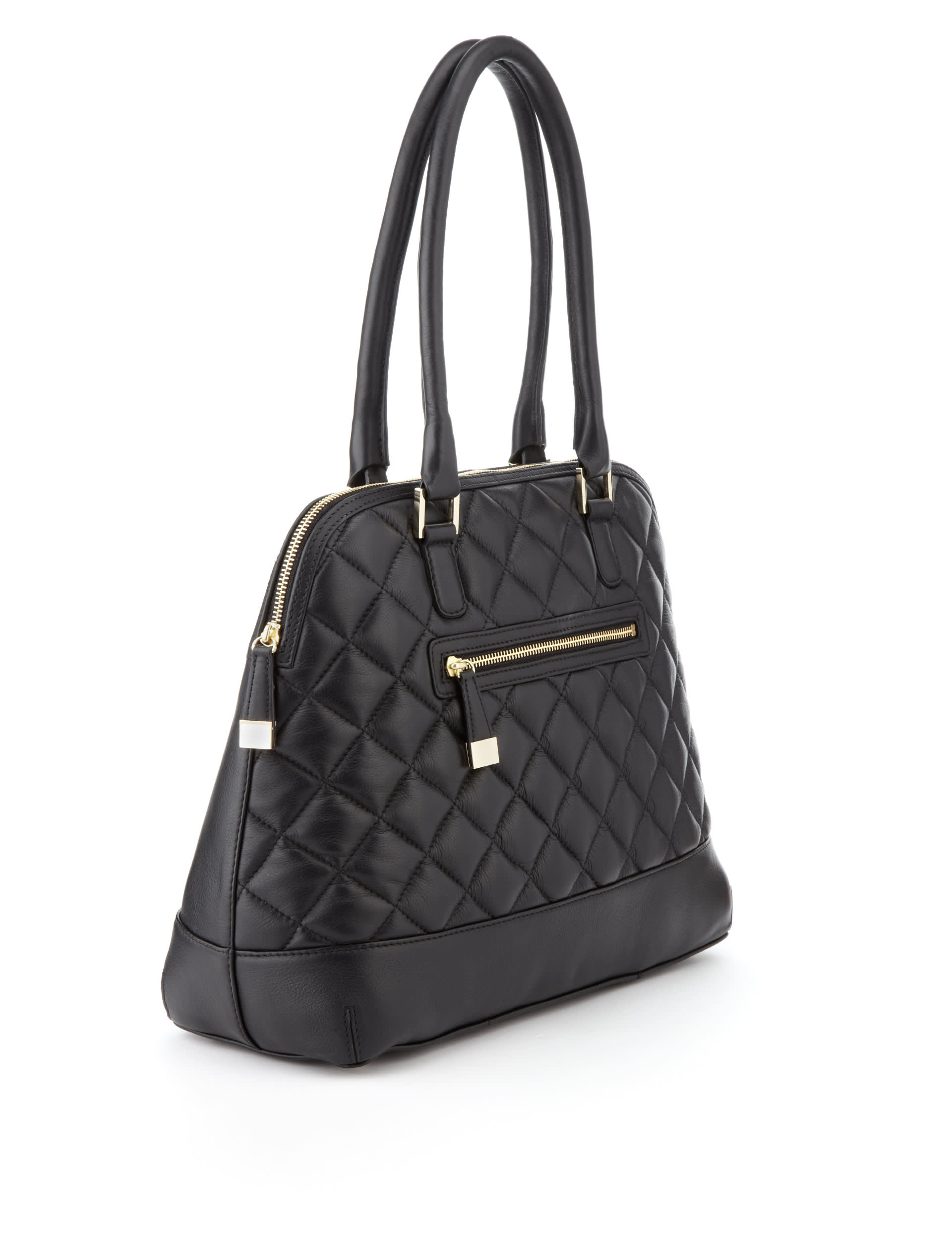 Leather Quilted Curve Tote Bag Image 2 of 6