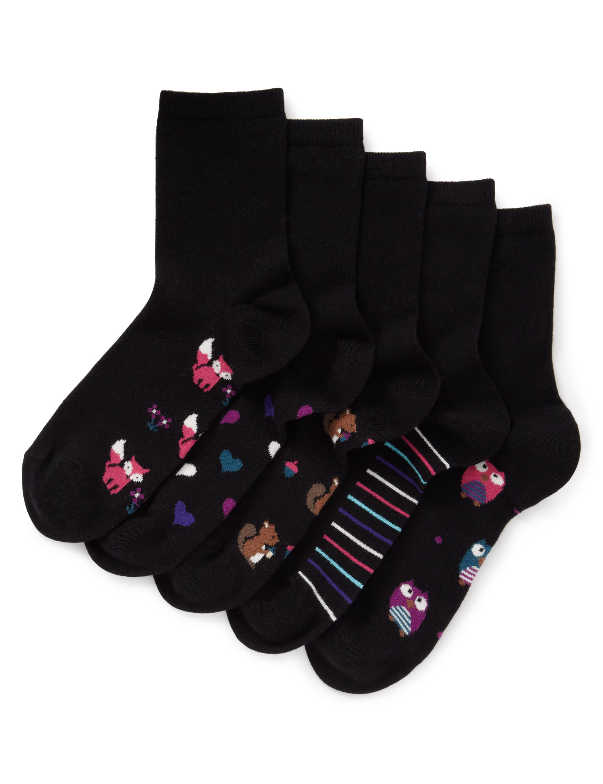 5 Pair Pack Woodland Footbed Socks Image 1 of 1