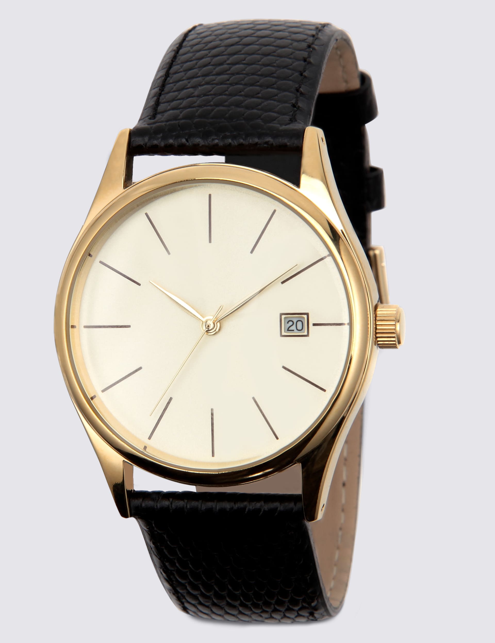 Leather Strap Mock Lizard Skin Analogue Watch Image 1 of 1