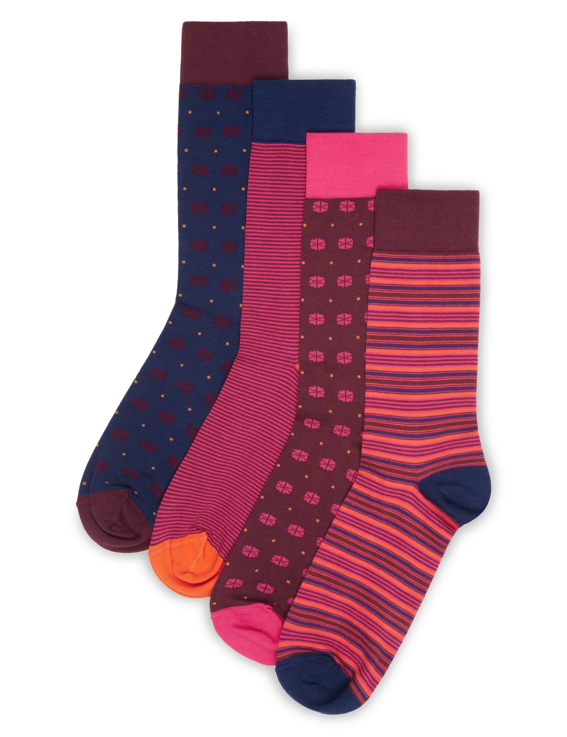 4 Pairs of Spotted & Striped Socks Image 1 of 1