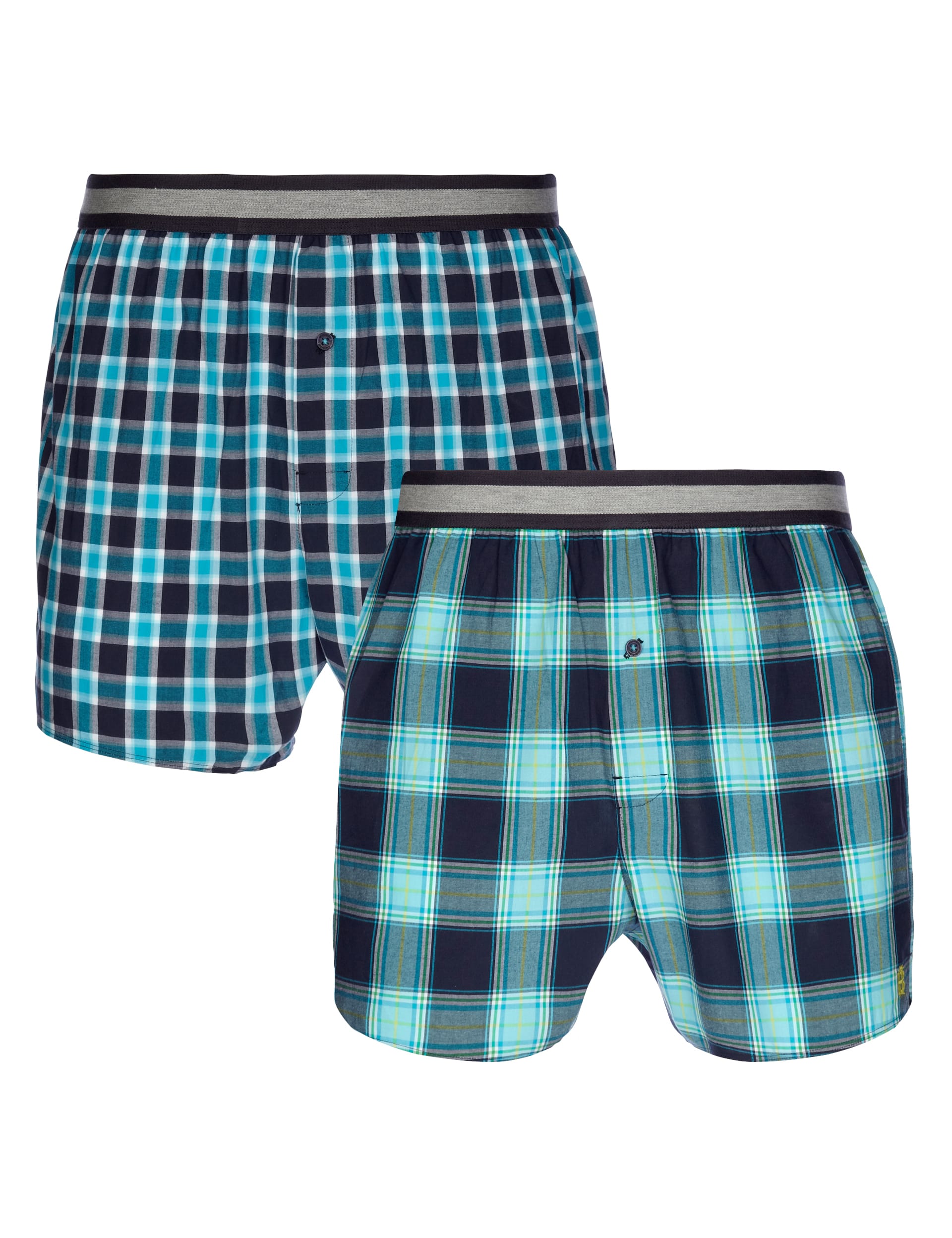 2 Pack Pure Cotton Checked Woven Boxers Image 2 of 4