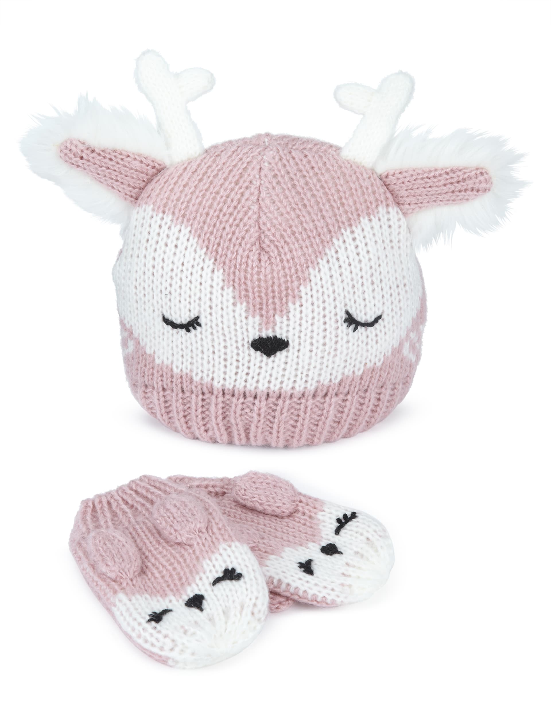 Kids' Reindeer Hat & Mittens Set Image 1 of 1