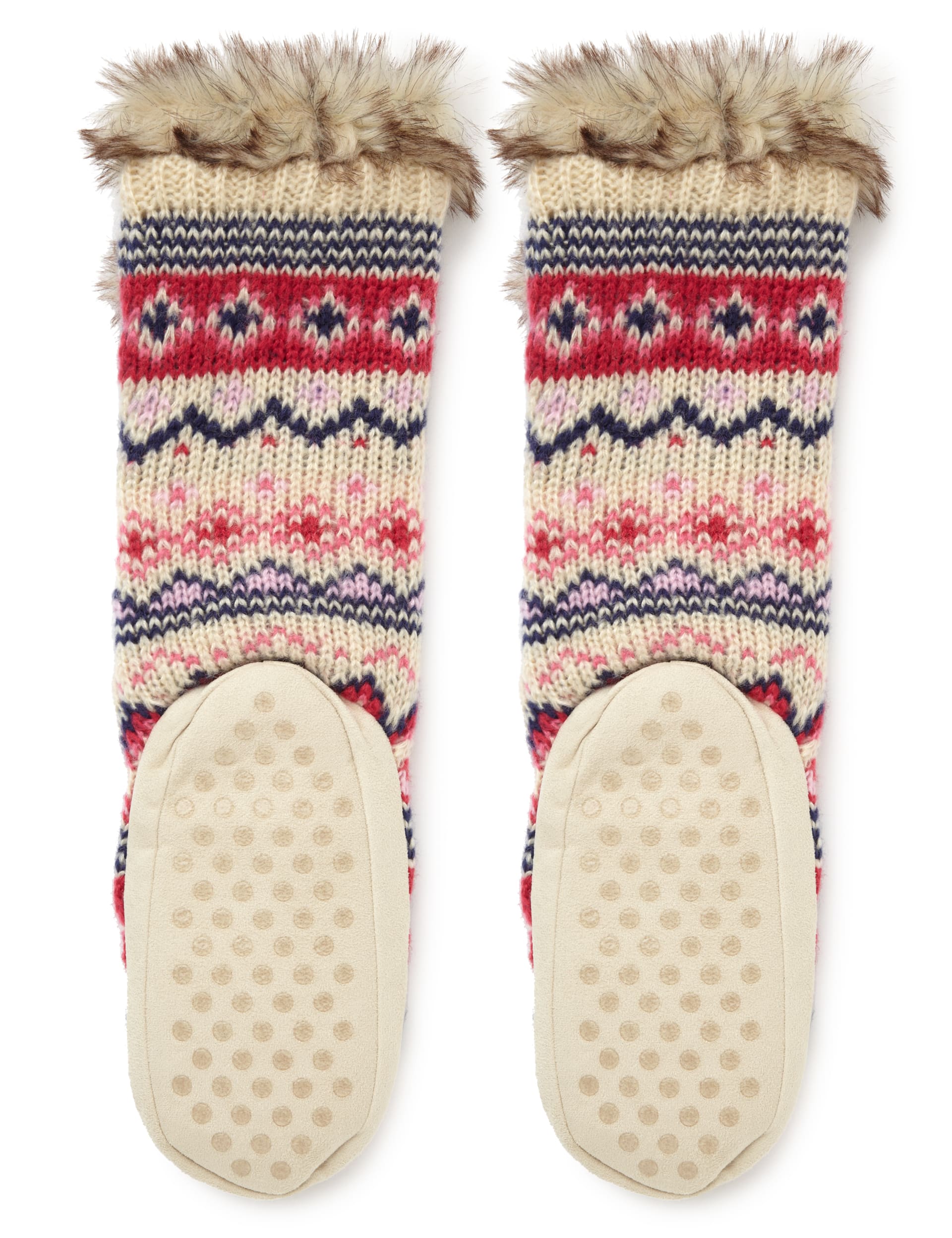 Fair Isle Moccasin Slipper Socks with Grippers (5-14 Years) Image 1 of 2