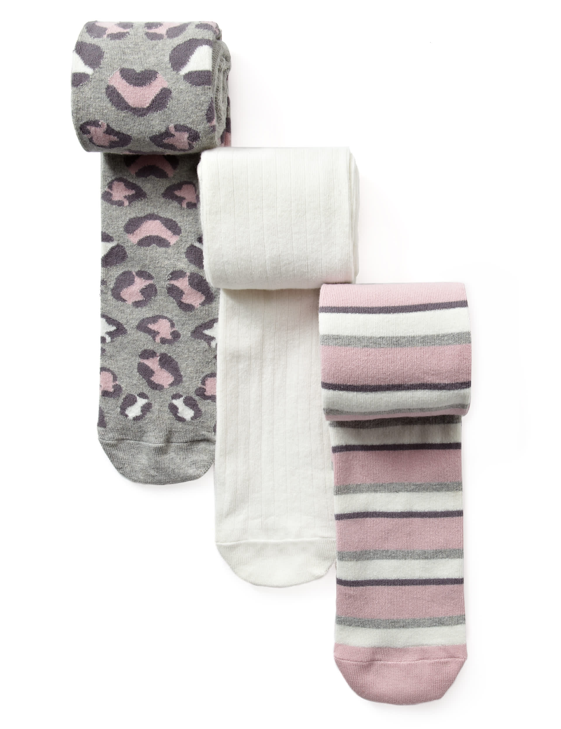 3 Pairs of Cotton Rich Assorted Tights Image 1 of 1