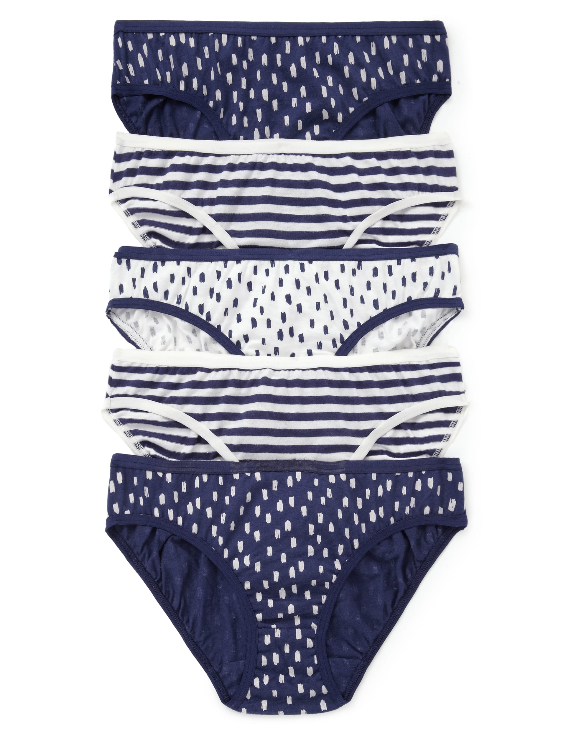 5 Pack Pure Cotton Scribble Striped Bikini (6-16 Years) Image 1 of 1