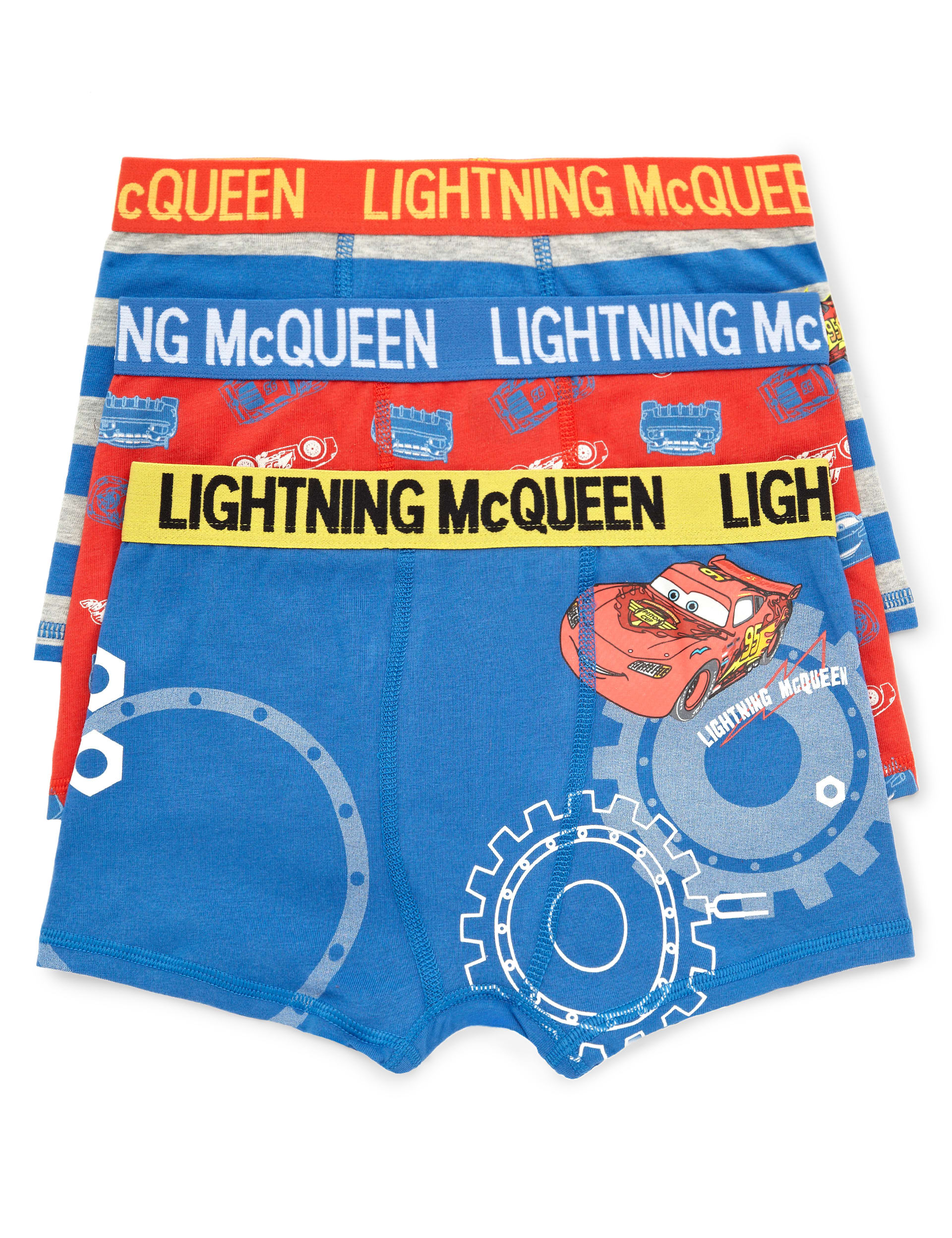 3 Pack Cotton Rich Disney Cars Trunks (1-8 Years) Image 1 of 1