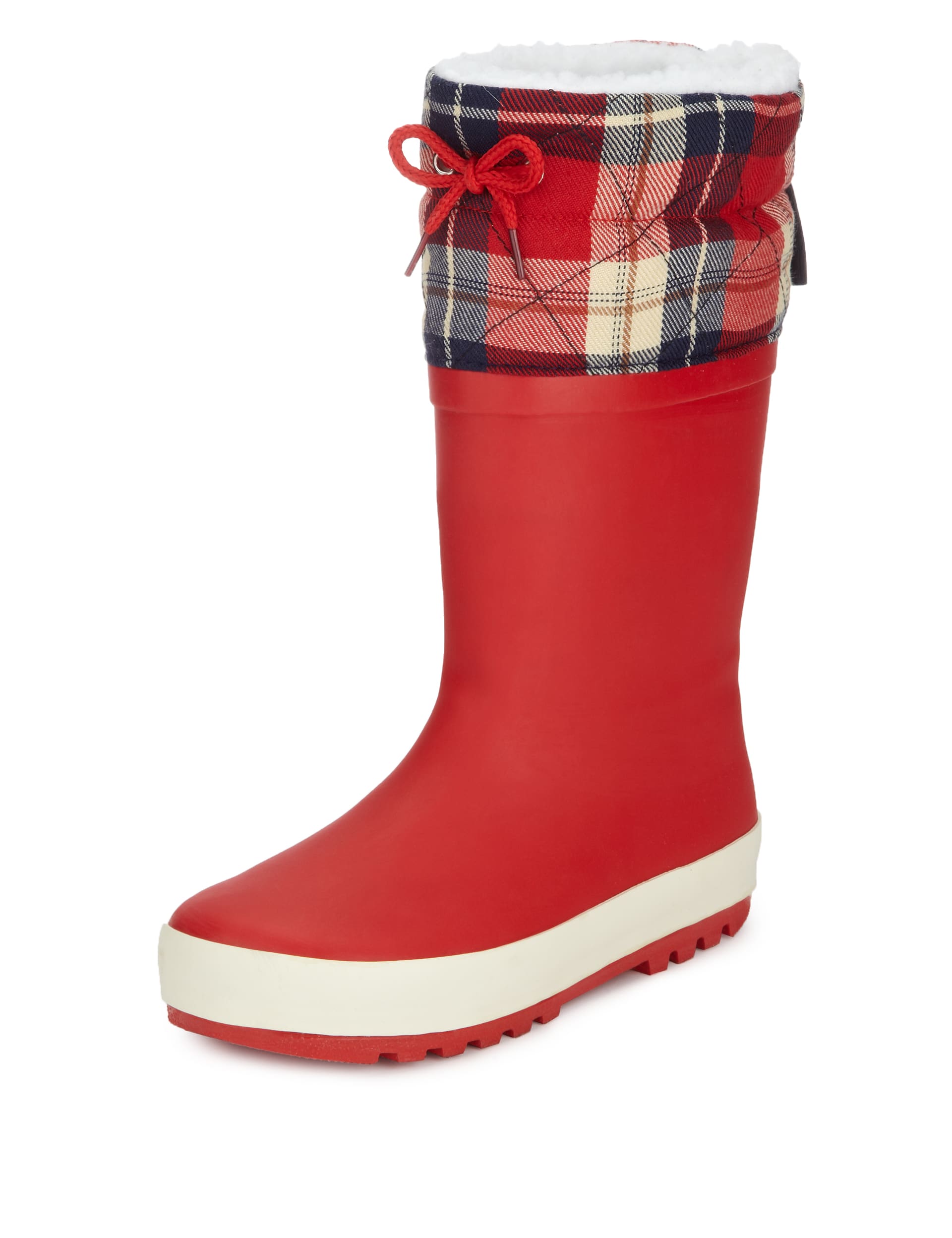Checked Cuff Welly Boots with Thinsulate Younger Girls M S