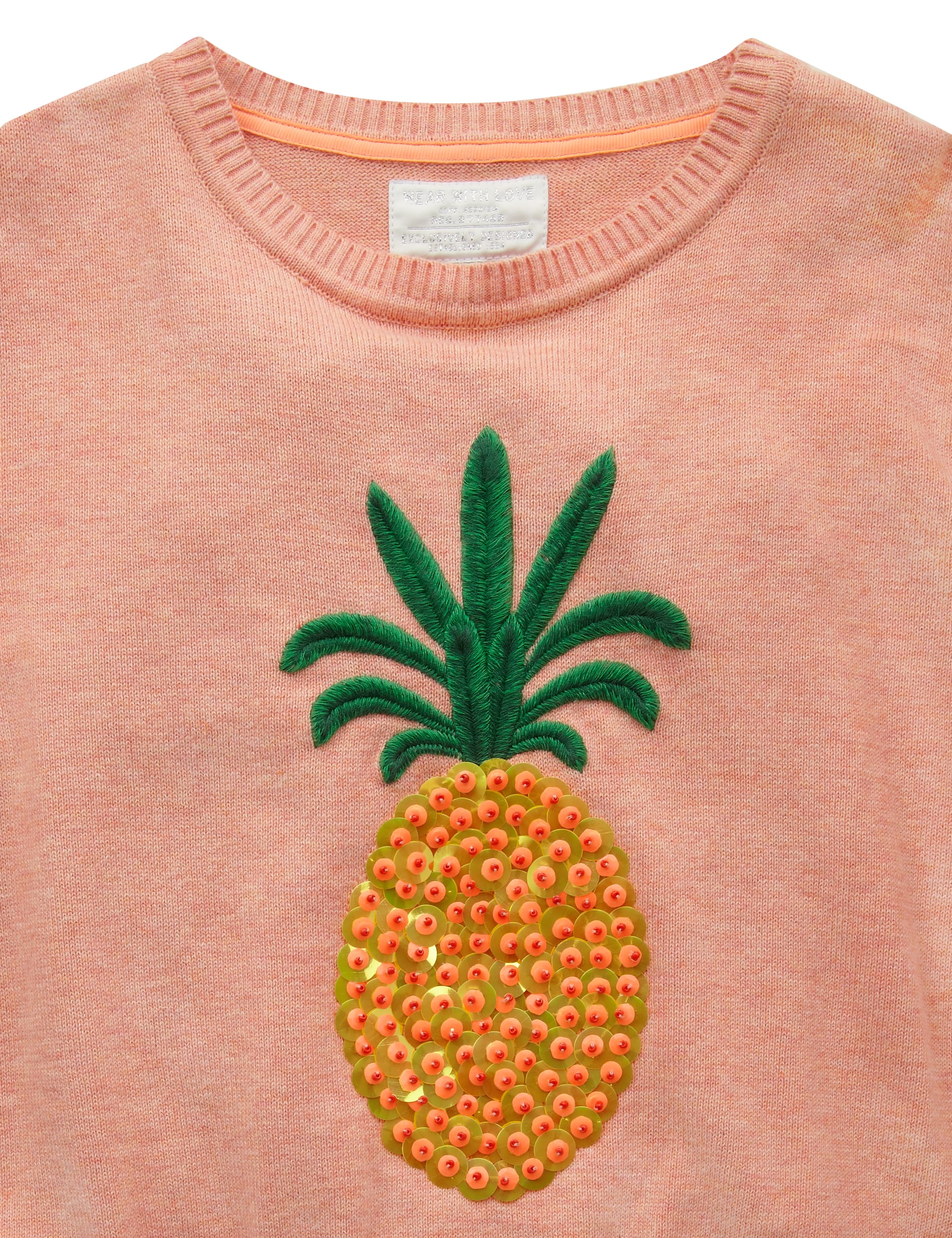 Cotton Rich Sequin Embellished Pineapple Jumper (5-14 Years) Image 2 of 3