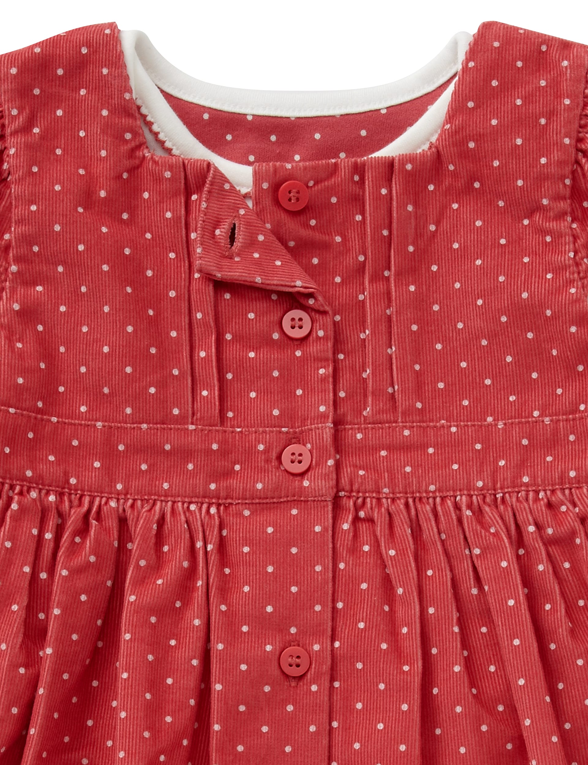 3 Piece Cotton Rich Spotted Corduroy Dress, Bodysuit & Tights Outfit Image 2 of 4