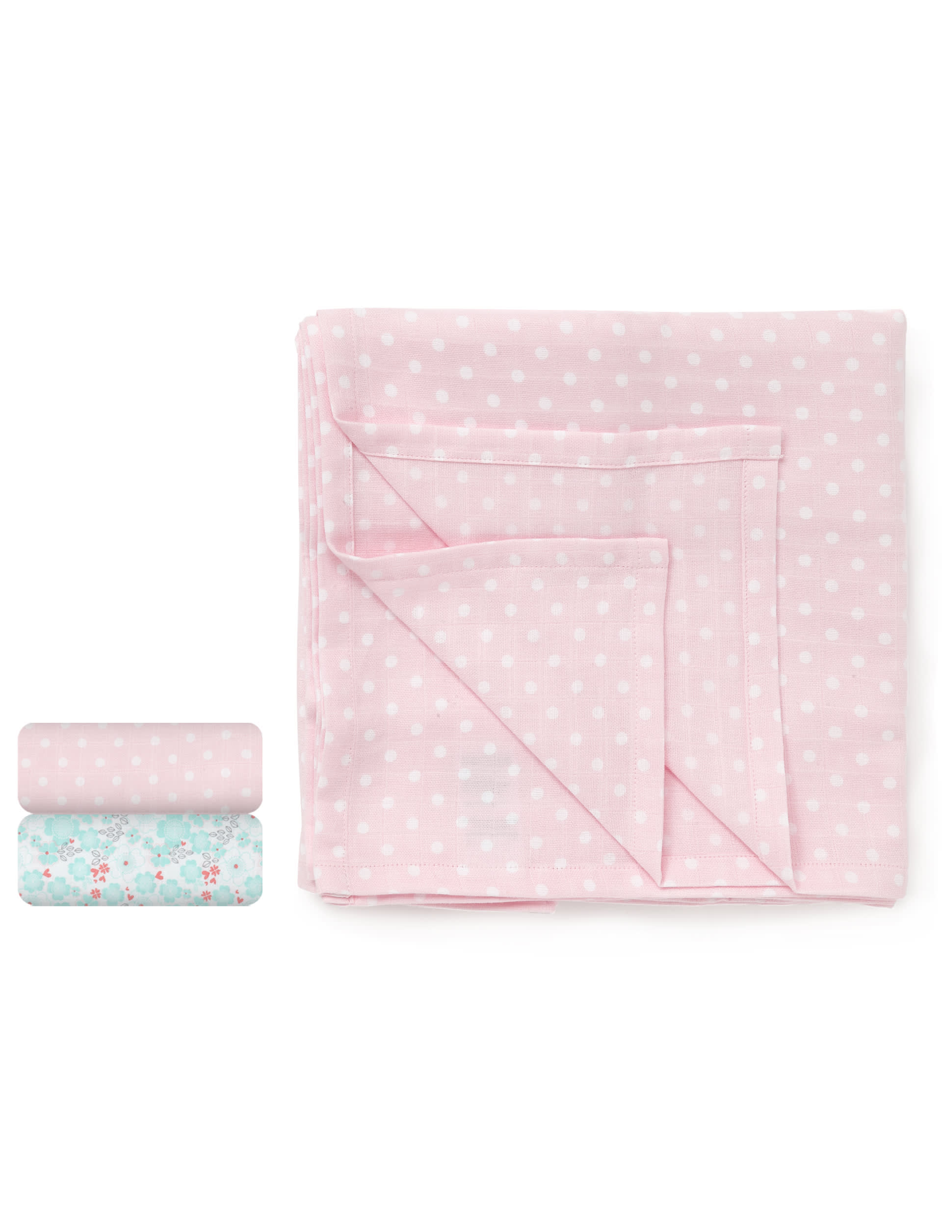 2 Large Pack Pure Cotton Ditsy Floral & Gingham Spotted Muslin Cloths Image 1 of 1