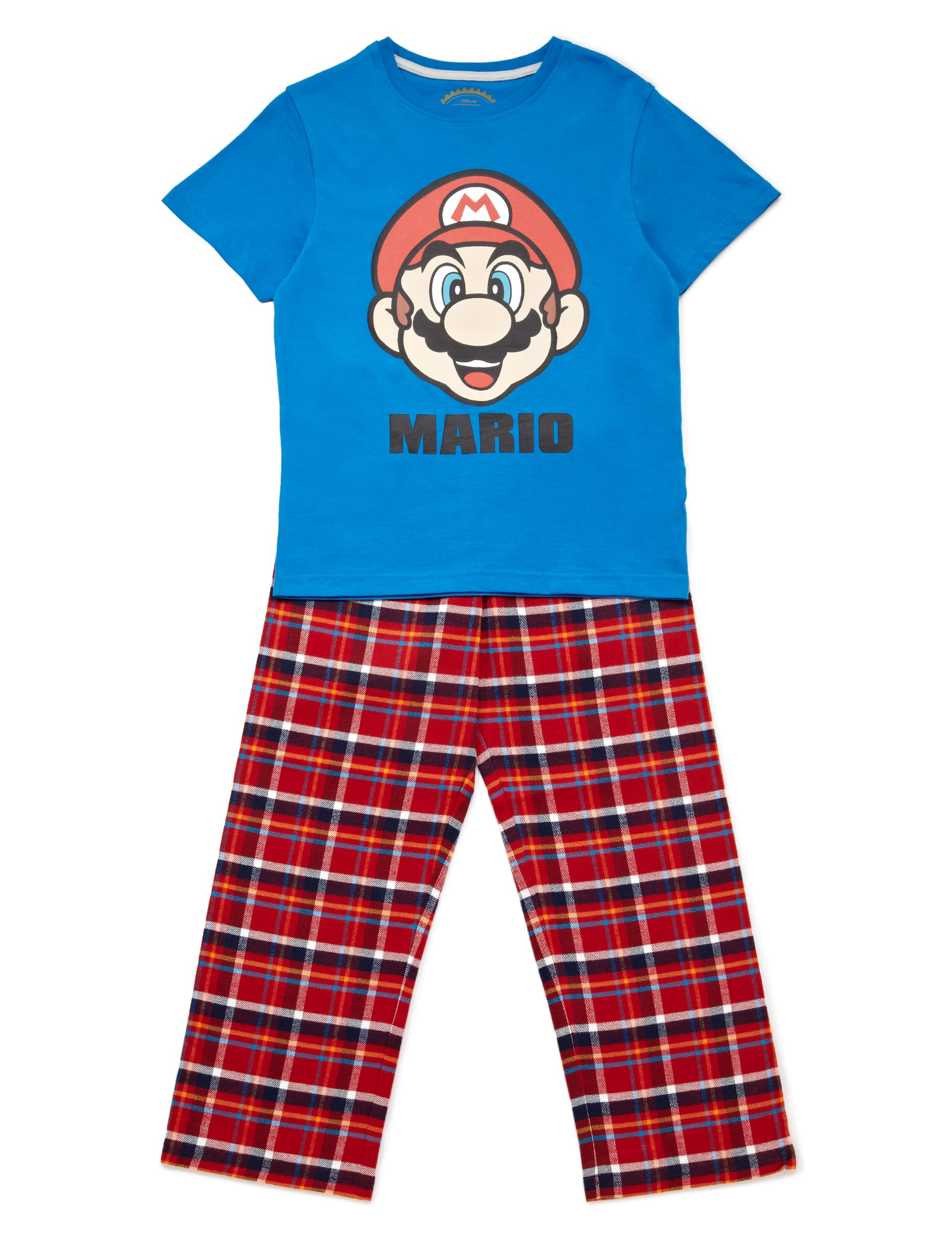 Pure Cotton Super Mario Checked Pyjamas (5-14 Years) Image 1 of 2