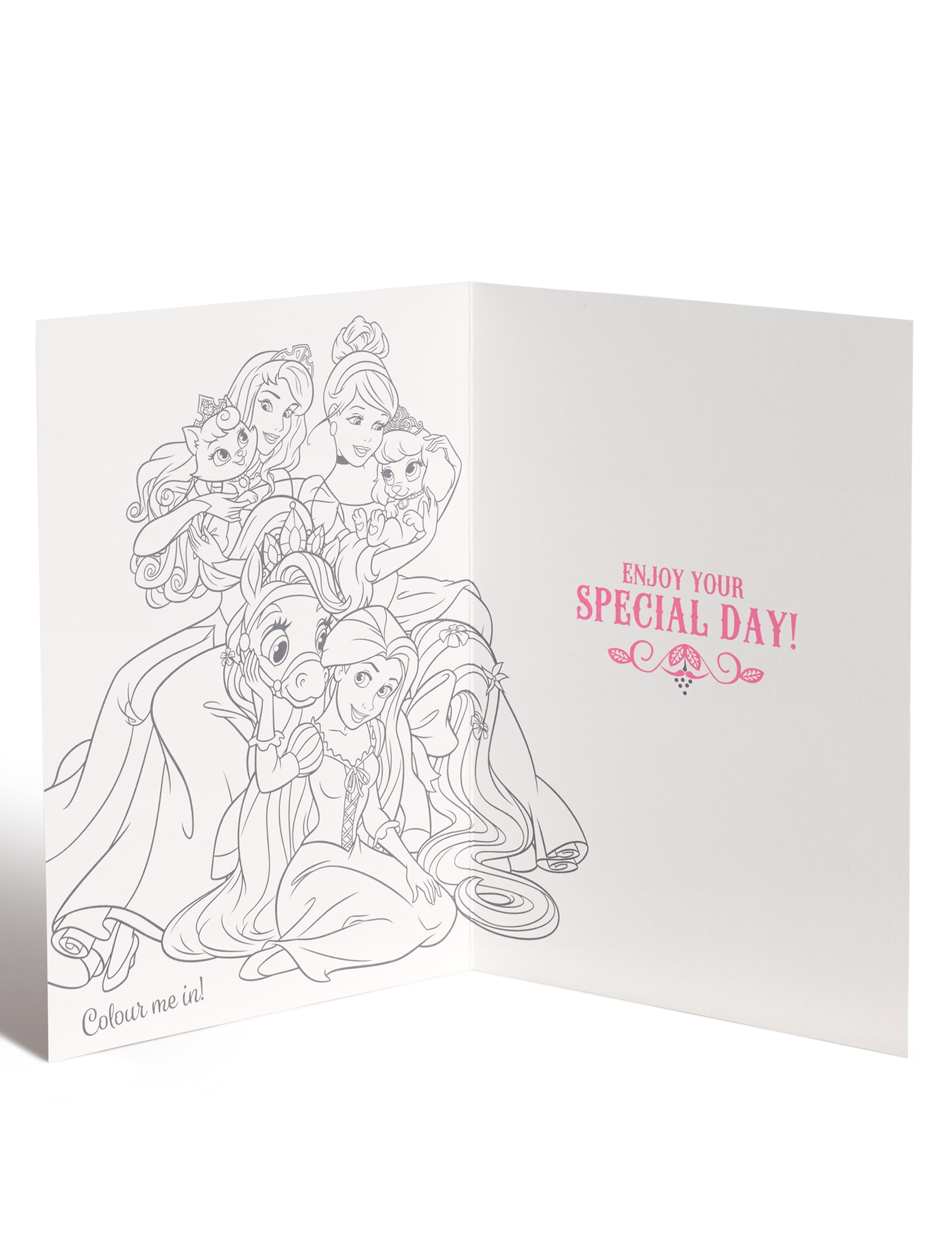 Disney Princesses Colour-In Birthday Card Image 2 of 3
