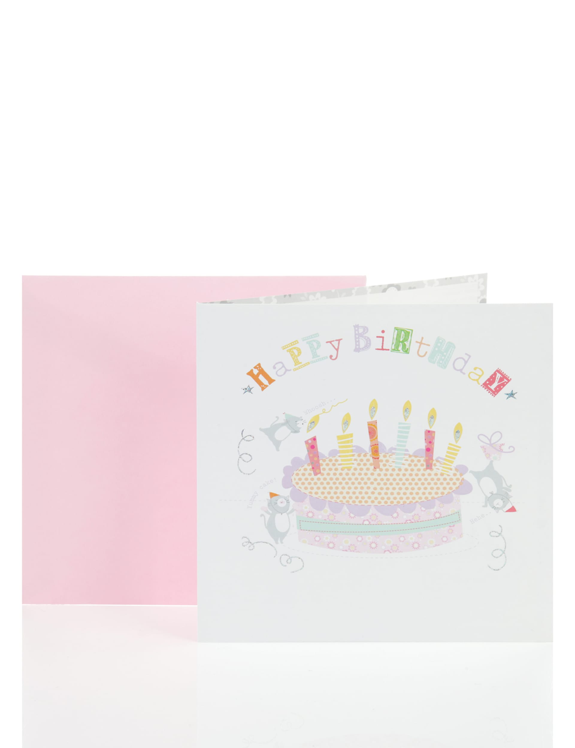 Cake & Cats Holographic Birthday Card Image 1 of 2