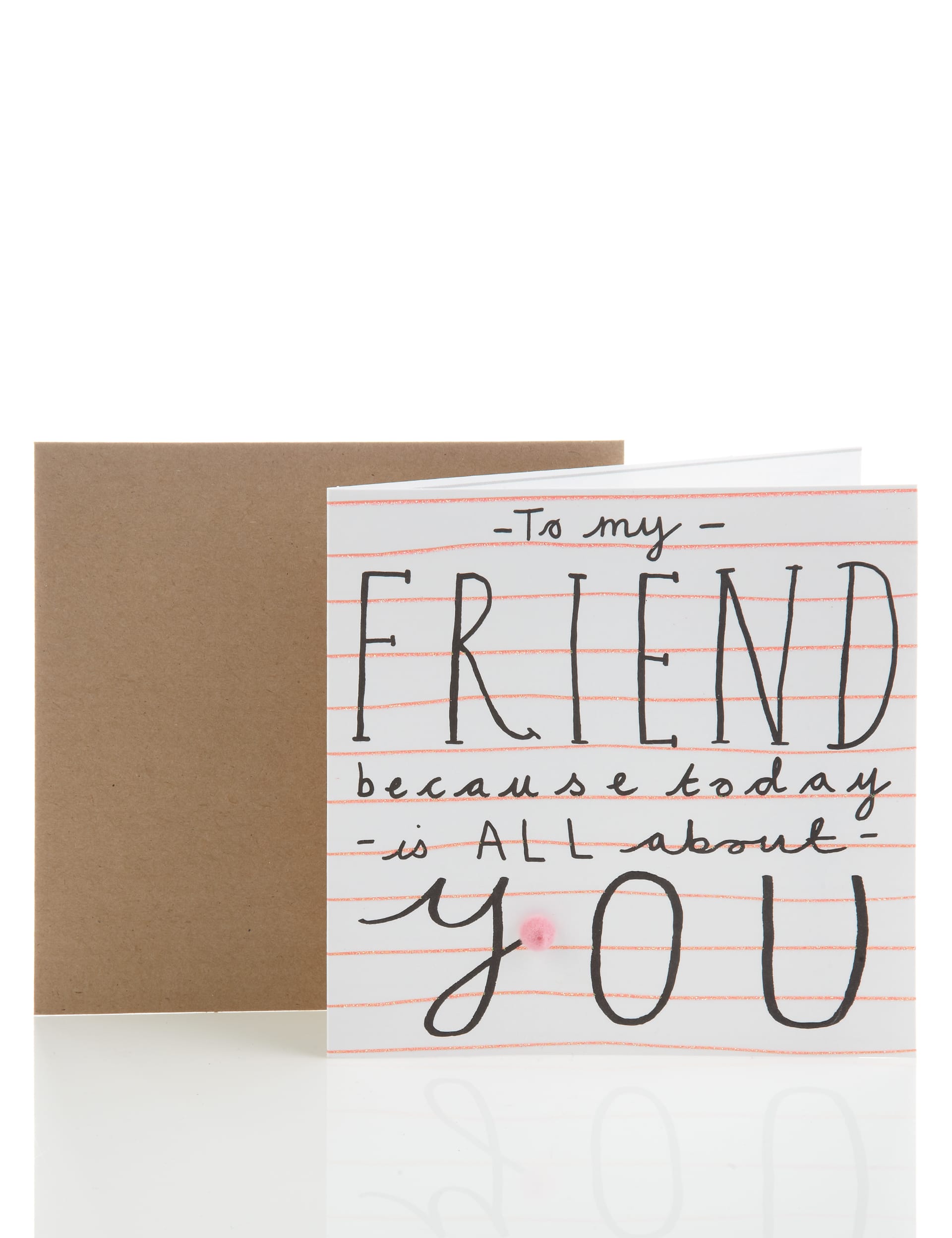 Classic Striped Glitter Friendship Birthday Card Image 1 of 2