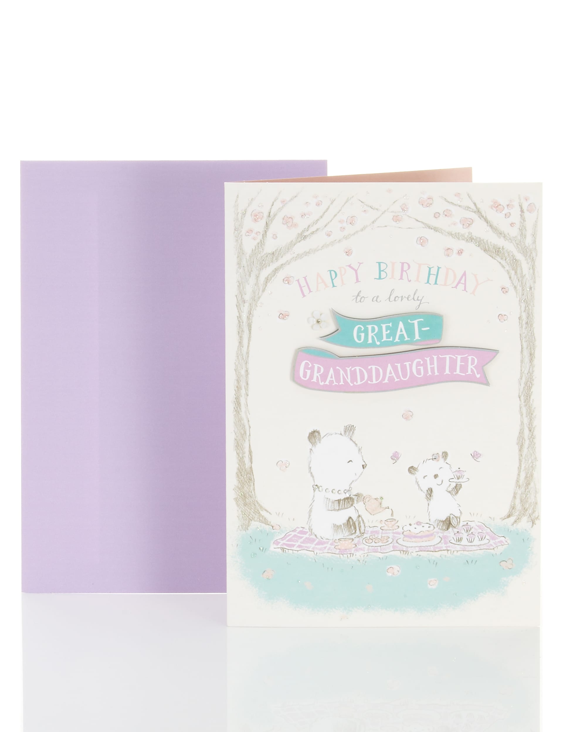 Cute Bear Diamanté Great-Granddaughter Happy Birthday Card Image 1 of 2