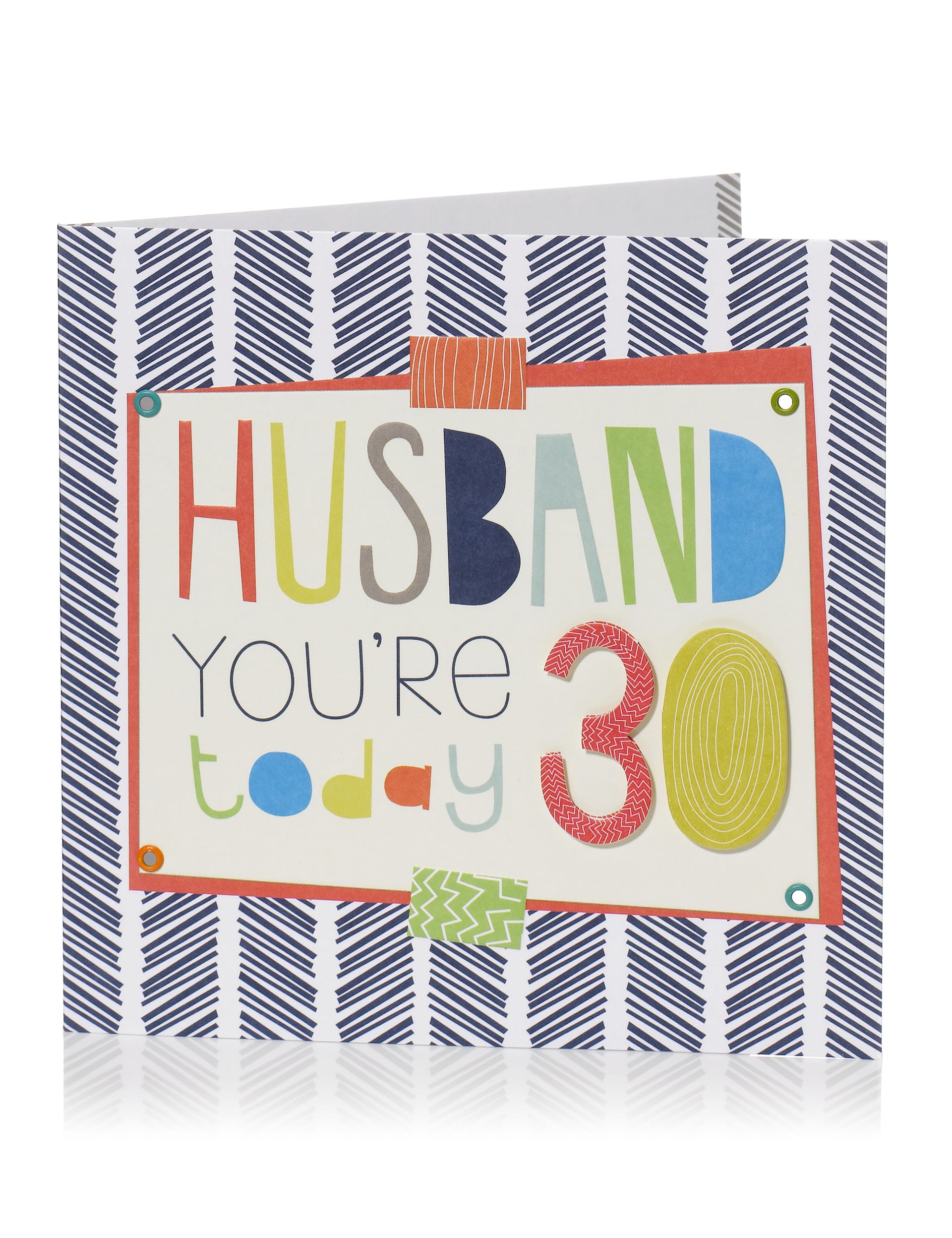 Bold Text Age 30 Husband Birthday Card Image 1 of 2