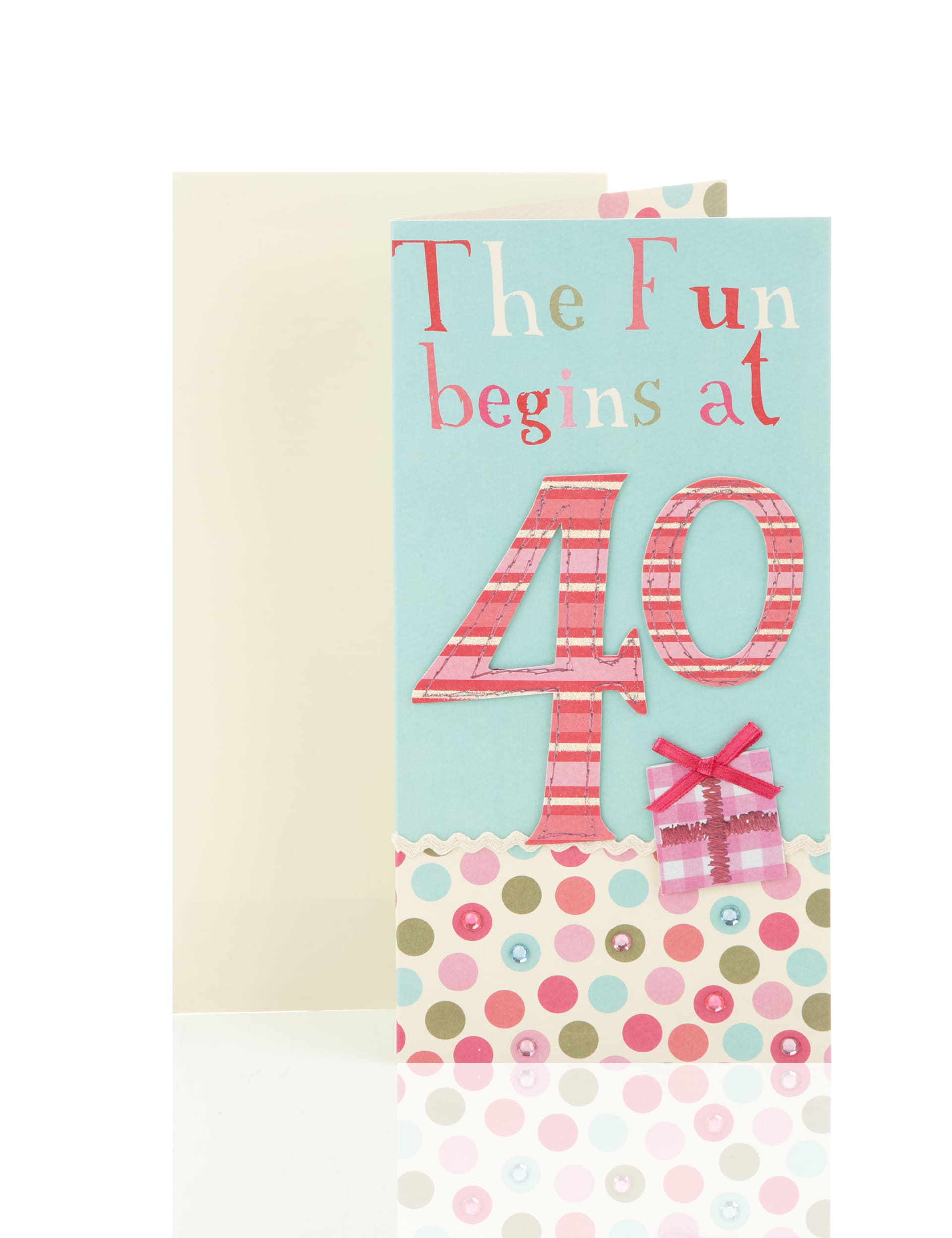 The Fun Begins At 40 Birthday Greetings Card Image 1 of 2