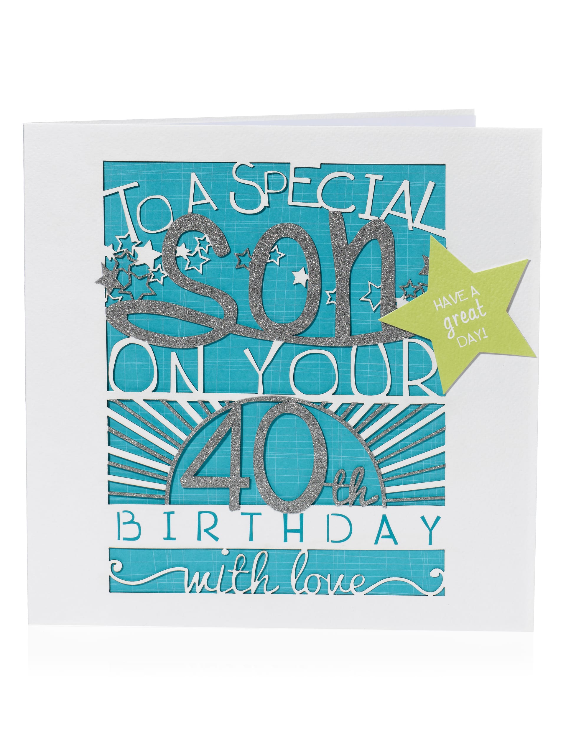Large Glitter Letters 40 Son Birthday Card Image 1 of 2