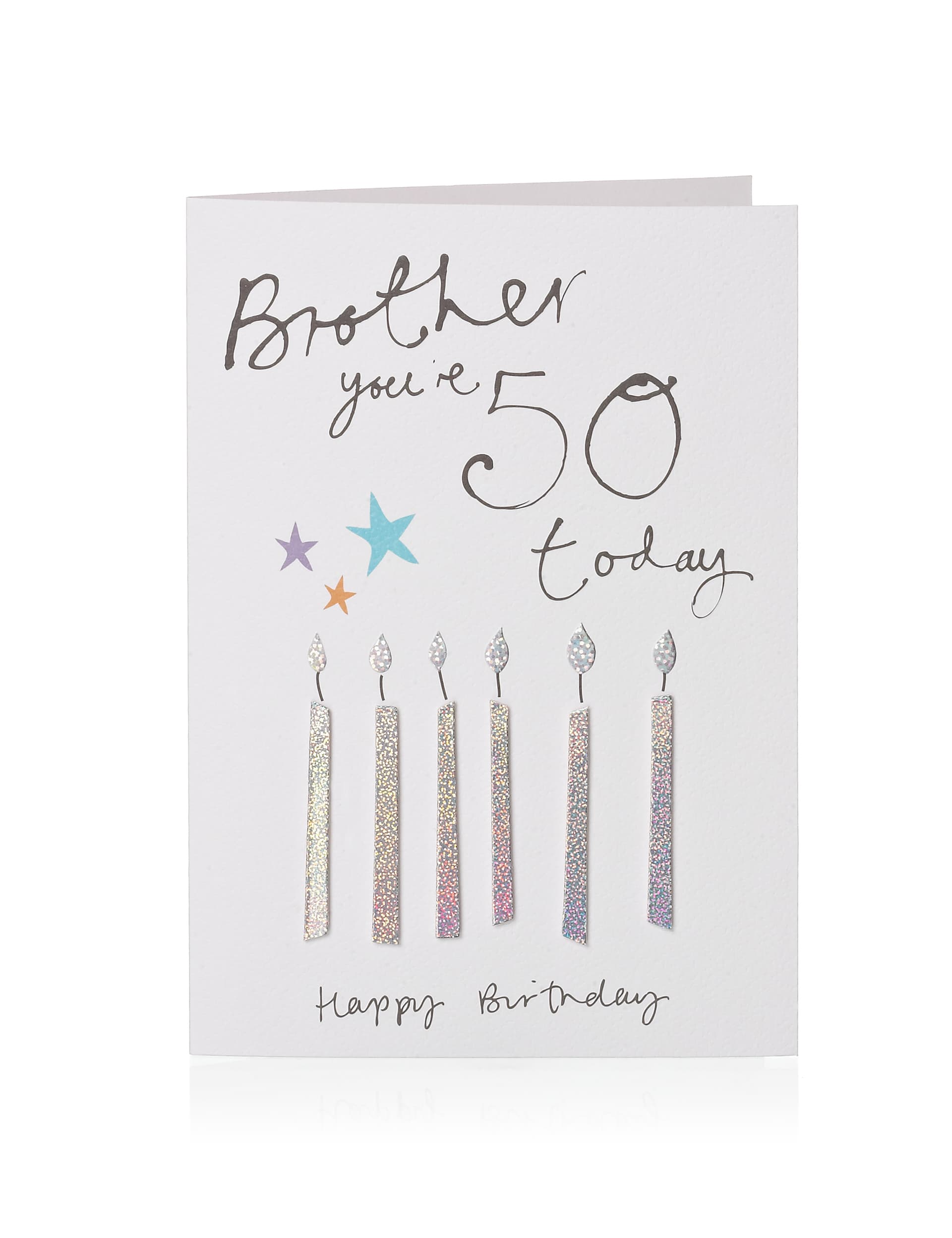 Sparkle Candles 50 Brother Birthday Card Image 1 of 2