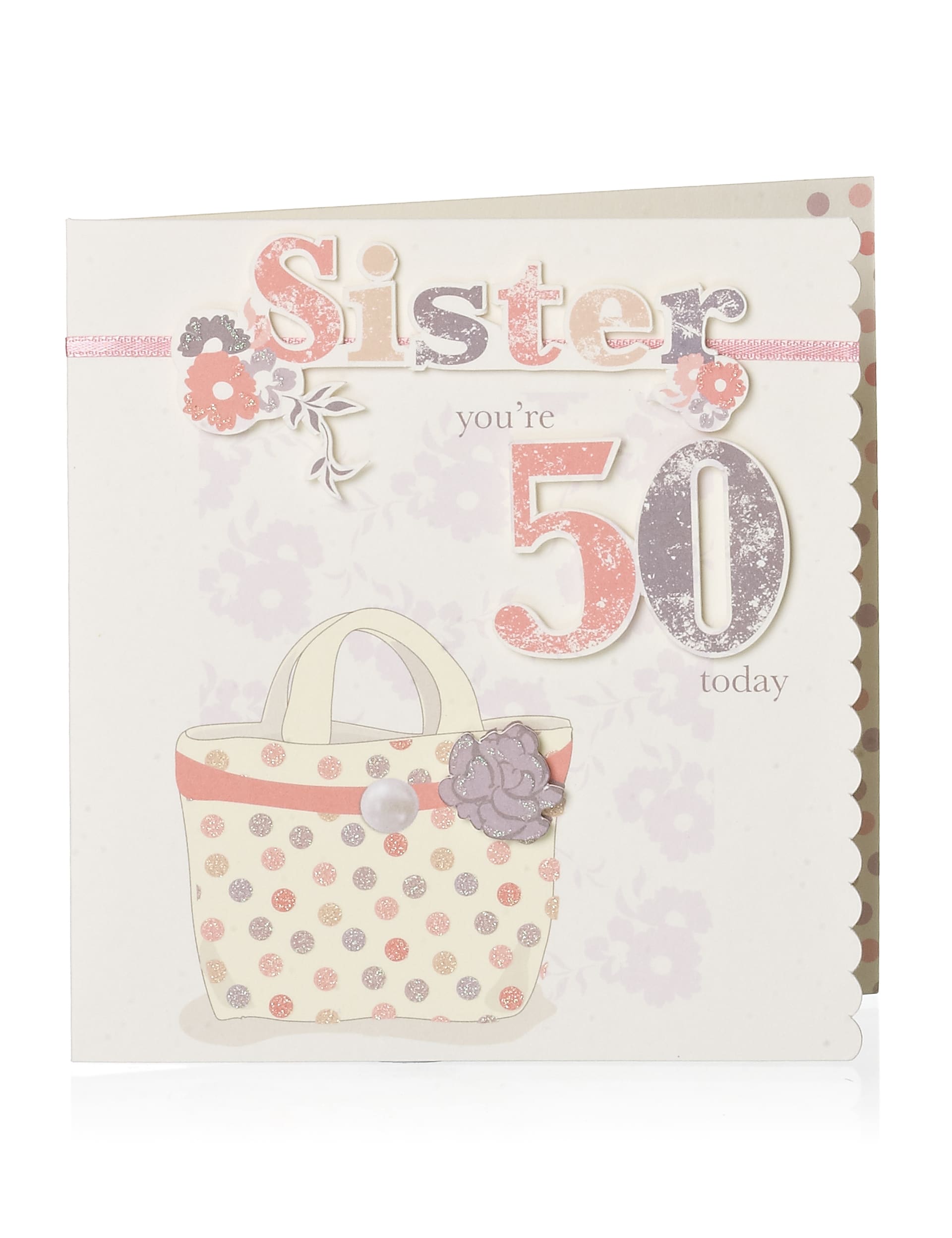 Sketchy Handbag 50 Sister Birthday Card Image 1 of 2