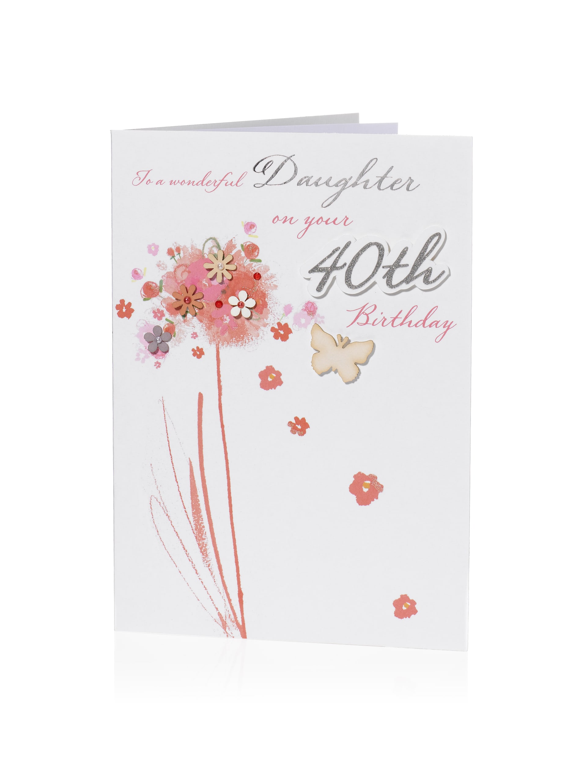 Pastel Floral Butterfly 40 Daughter Birthday Card Image 1 of 2