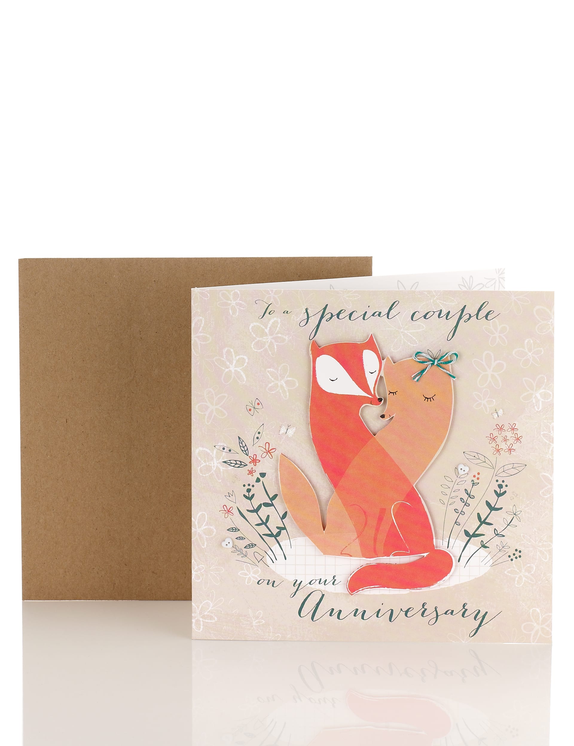 Cute Foxes Anniversary Card Image 1 of 2